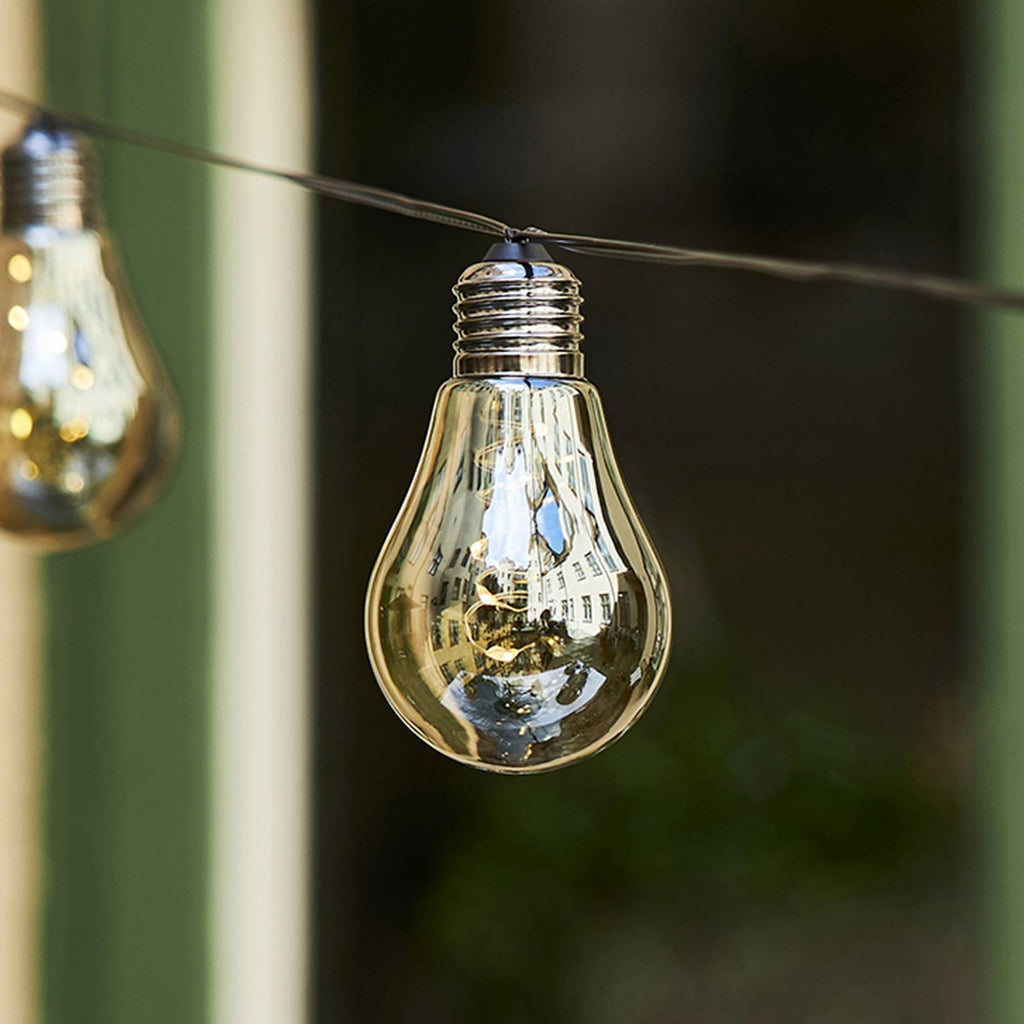 Detalj av LED-lyslenke Glow 10 lys røykgrå glass
