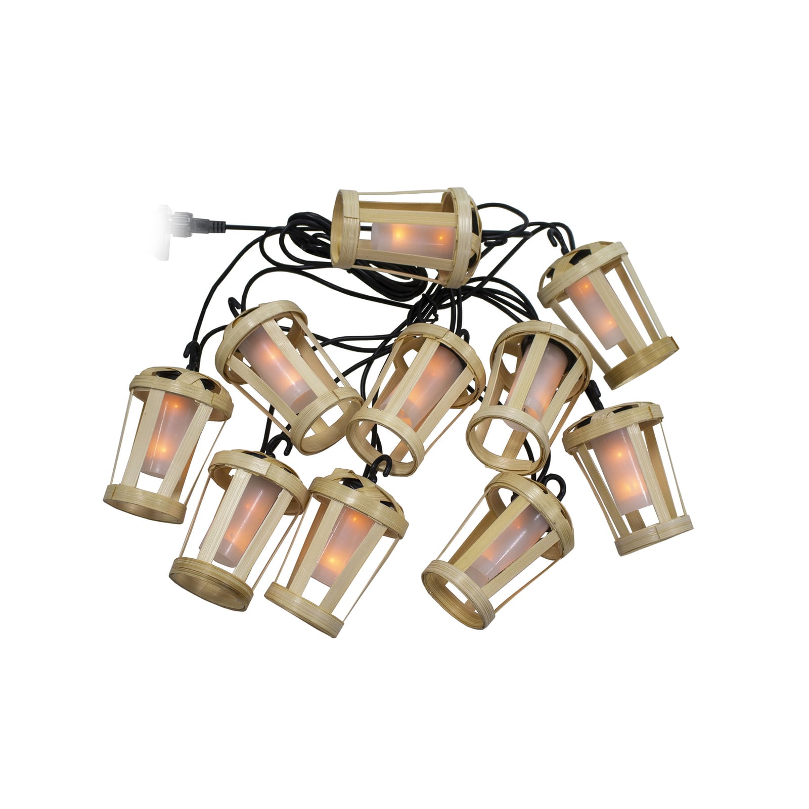 LED-lyslenke Hiama 10 lys bambus IP44 detalj av bambuslanterne