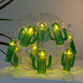 LED lyslenke kaktus 180 cm varmhvit med timer batteri forfra
