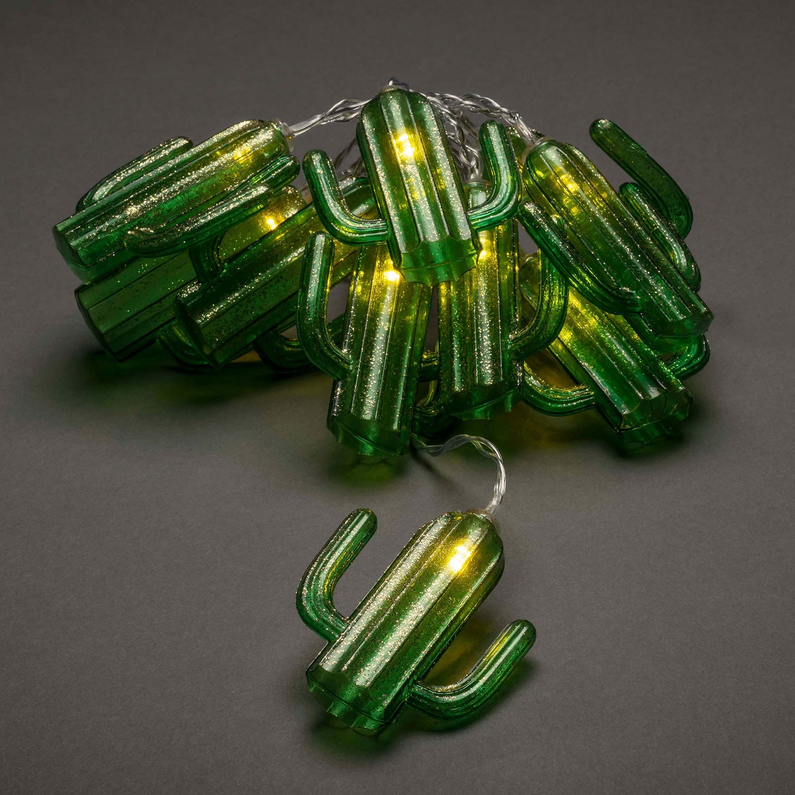 LED lyslenke kaktus 180 cm varmhvit med timer batteri bakside