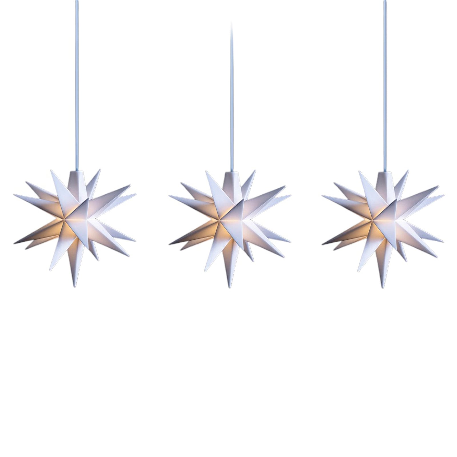 LED-lyslenke med stjerner 3-lys batteridrevet 150 cm hvit - STERNTALER forfra