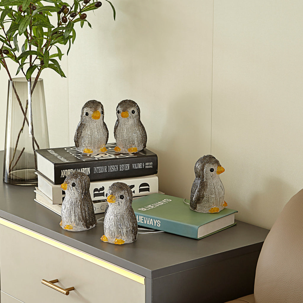 Bakside av LED-lyslenke Pingo pingvinfigurer med tidsbryter IP44