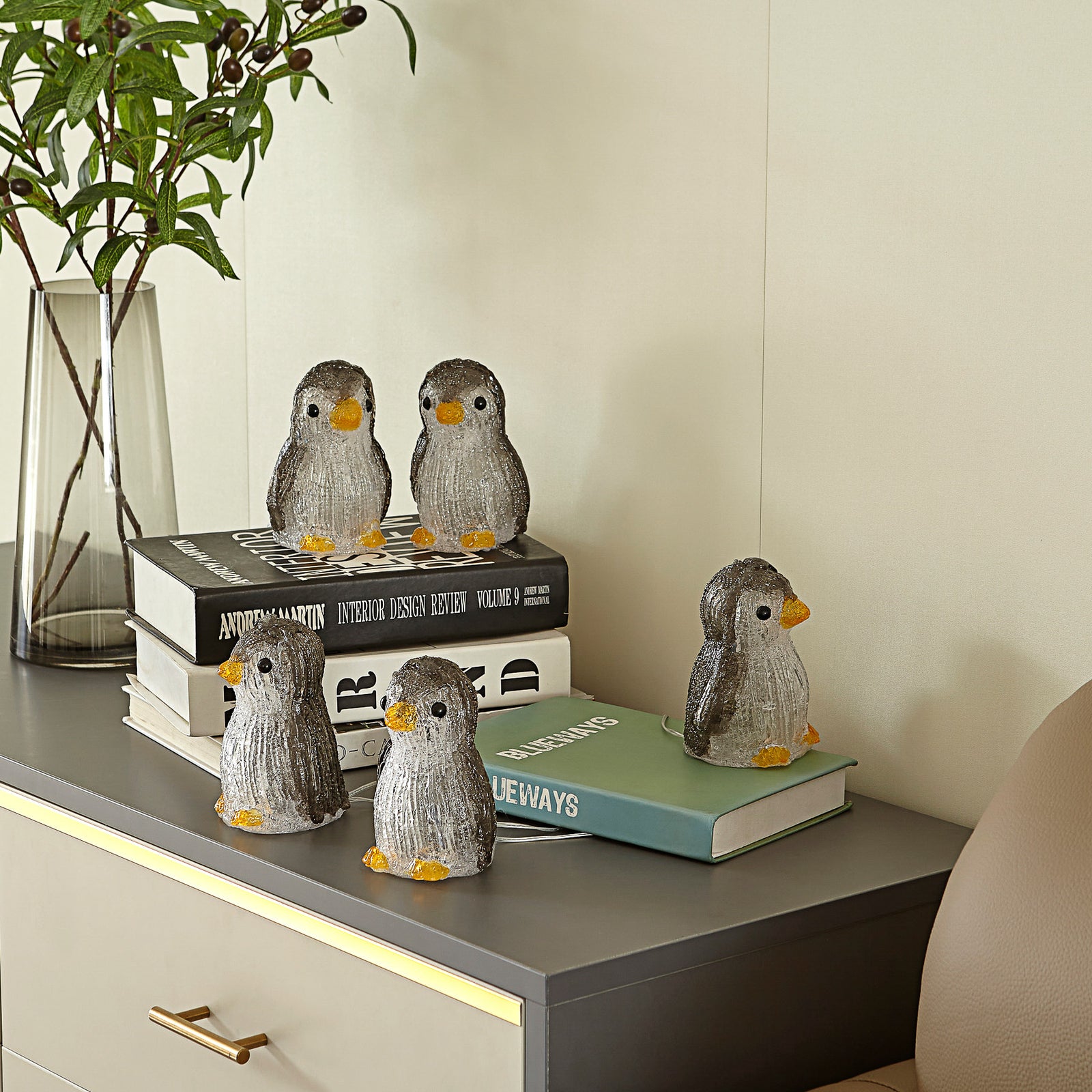 Bakside av LED-lyslenke Pingo pingvinfigurer med tidsbryter IP44
