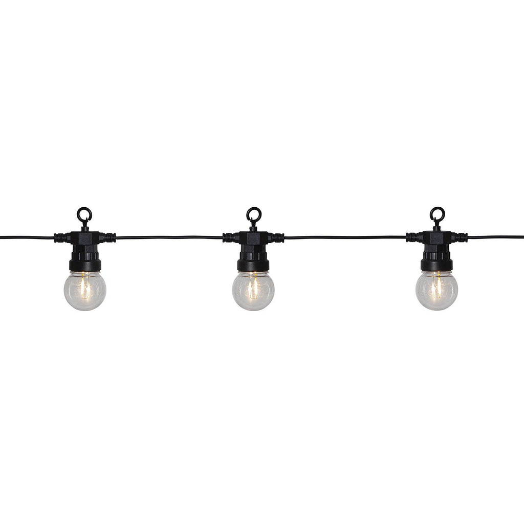Detalj av LED-lyslenke Small Circus filament 20 lys IP44 med filament LED