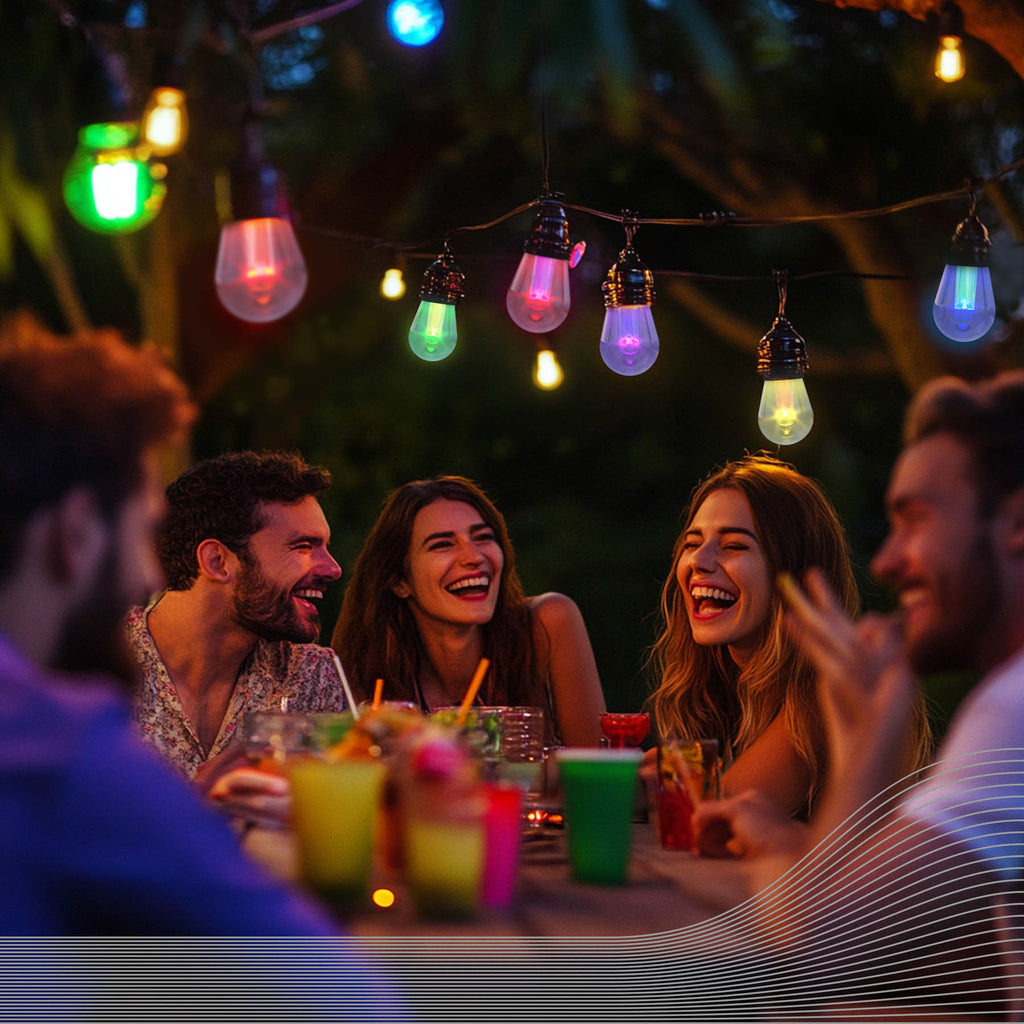 LED lyslenke Vibey 10 m RGBIC CCT IP44 fjernkontroll forfra