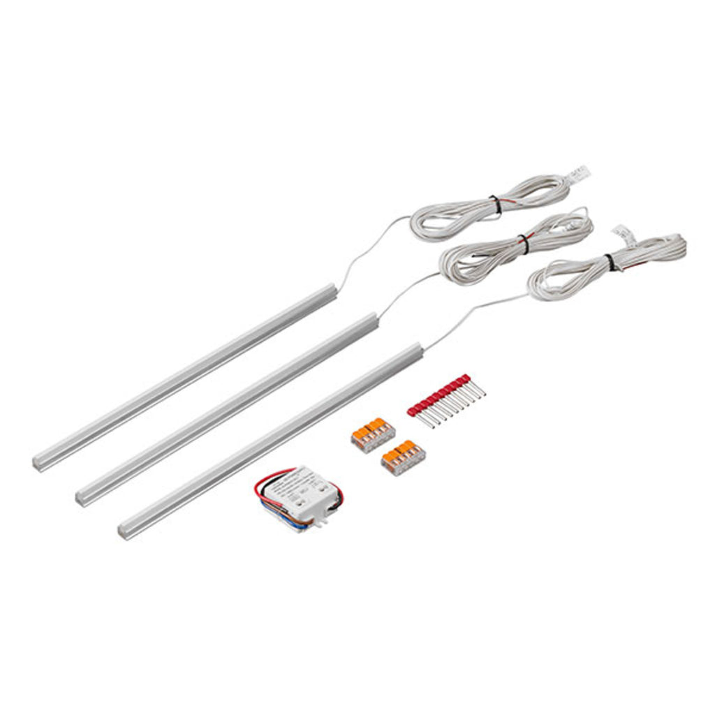 LED-lyslinjer sett 3-pk aluminium 30 cm 2700K IP67 front