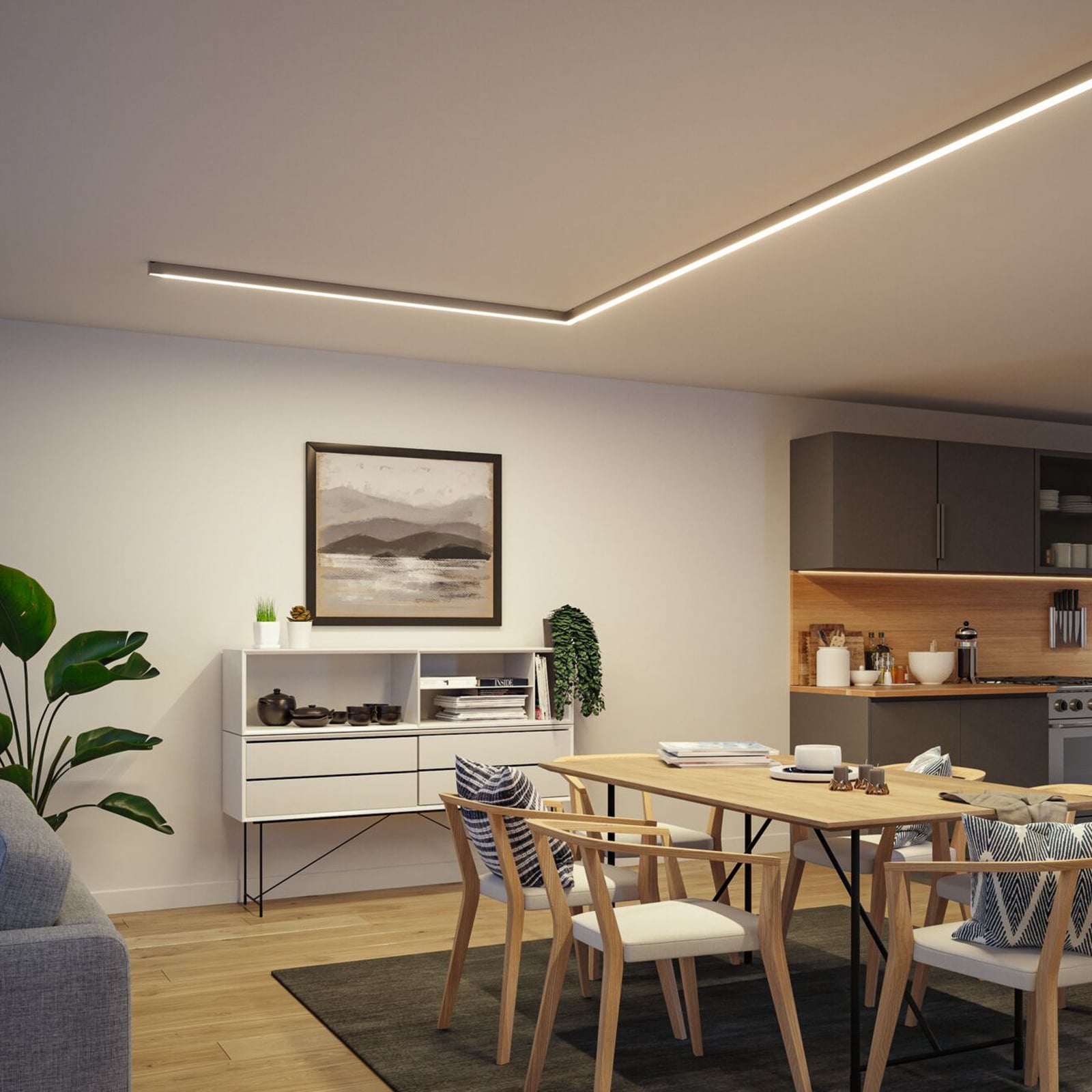 LED lyslist Linion matt krom 100 cm 20W varmhvit lysfordeling