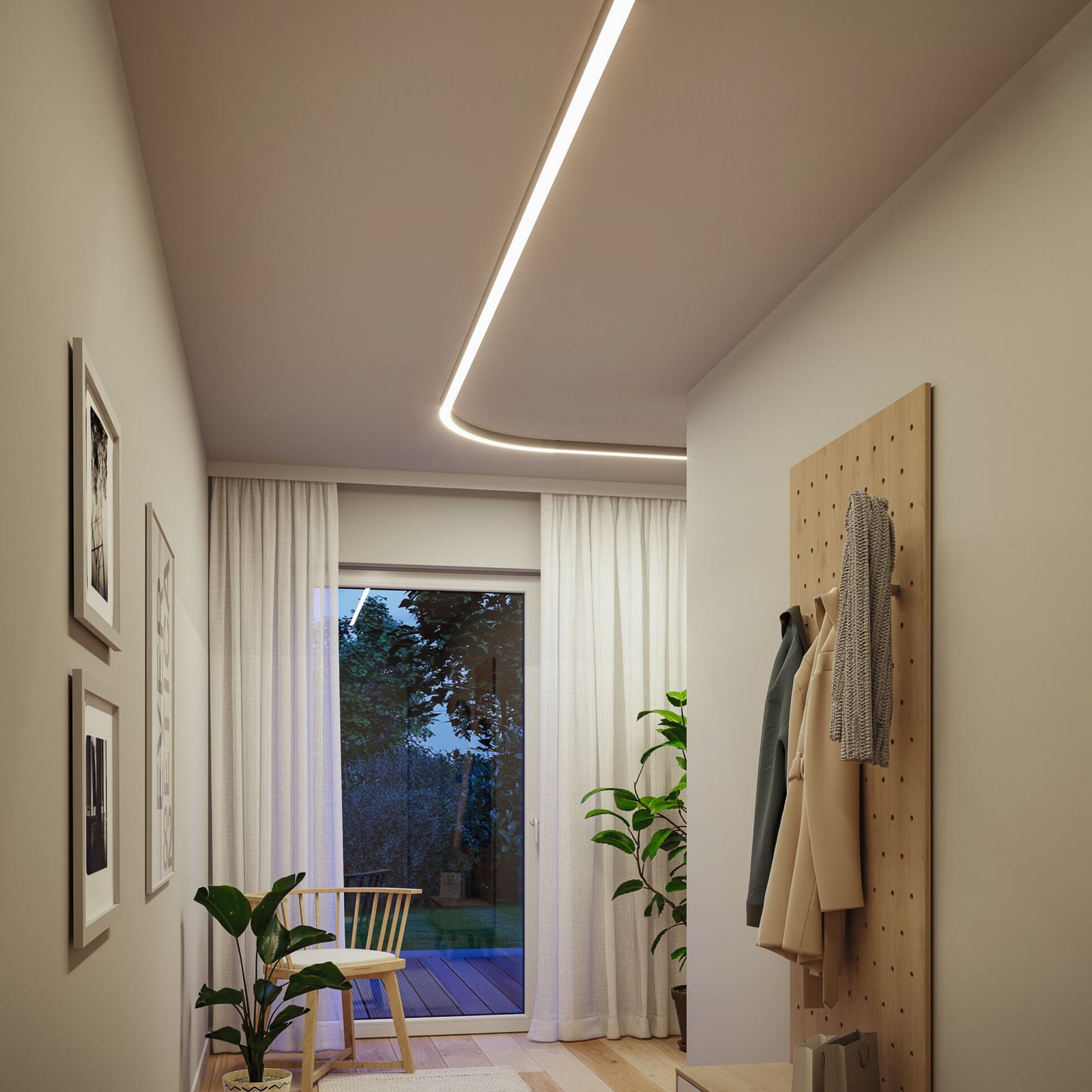 LED lysliste Linion matt krom 90° kurve bakside