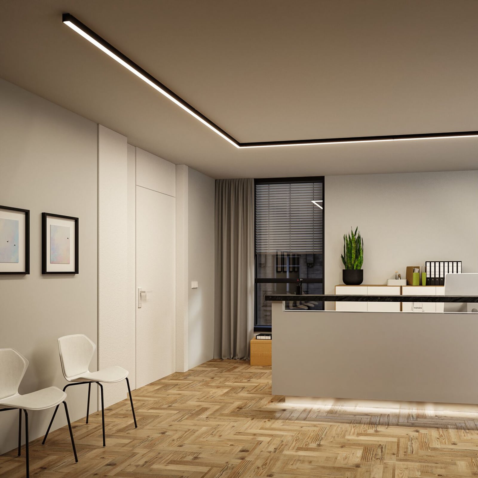 Detaljbilde av LED lysliste Linion svart 100 cm 20W 3000K med driver
