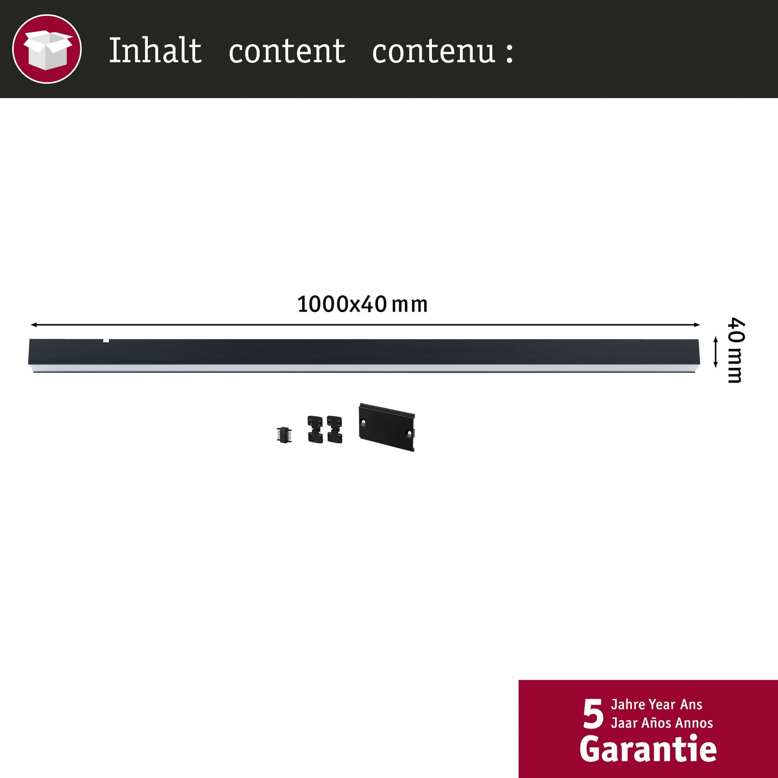 LED lysliste Linion svart 100 cm dimbar Zigbee Paulmann modulær kombinasjon