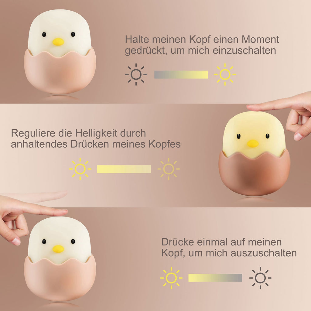 LED nattlys Eggy Egg oppladbart dimbart hvit Ø10 cm sideprofil