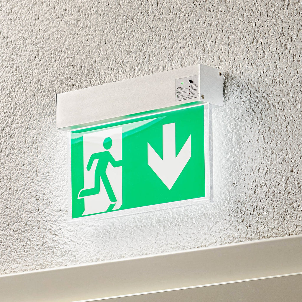 LED nødlys Nevian aluminium med batteri forfra