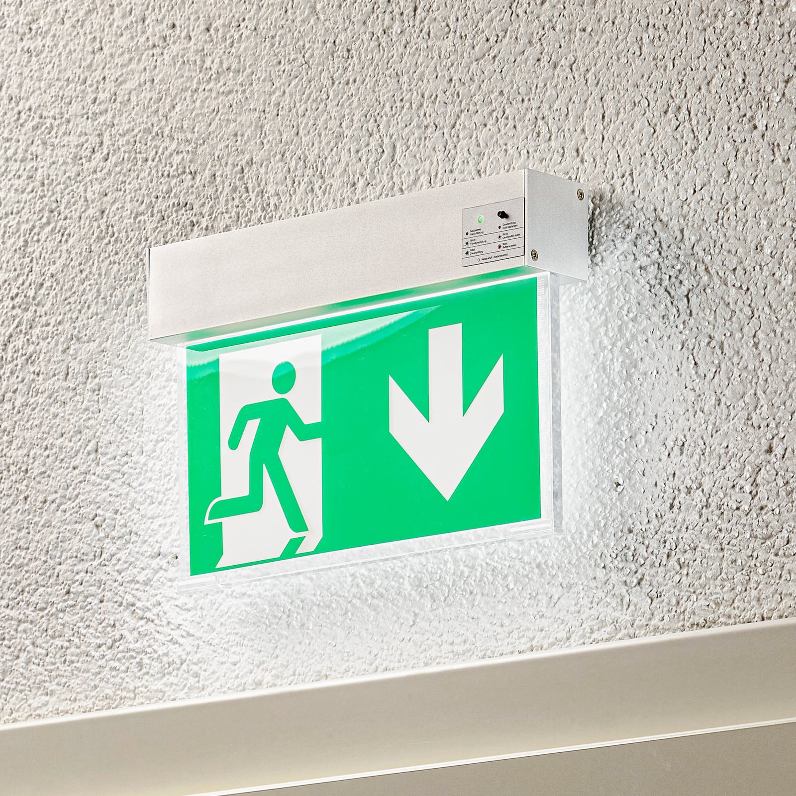 LED nødlys Nevian aluminium med batteri forfra