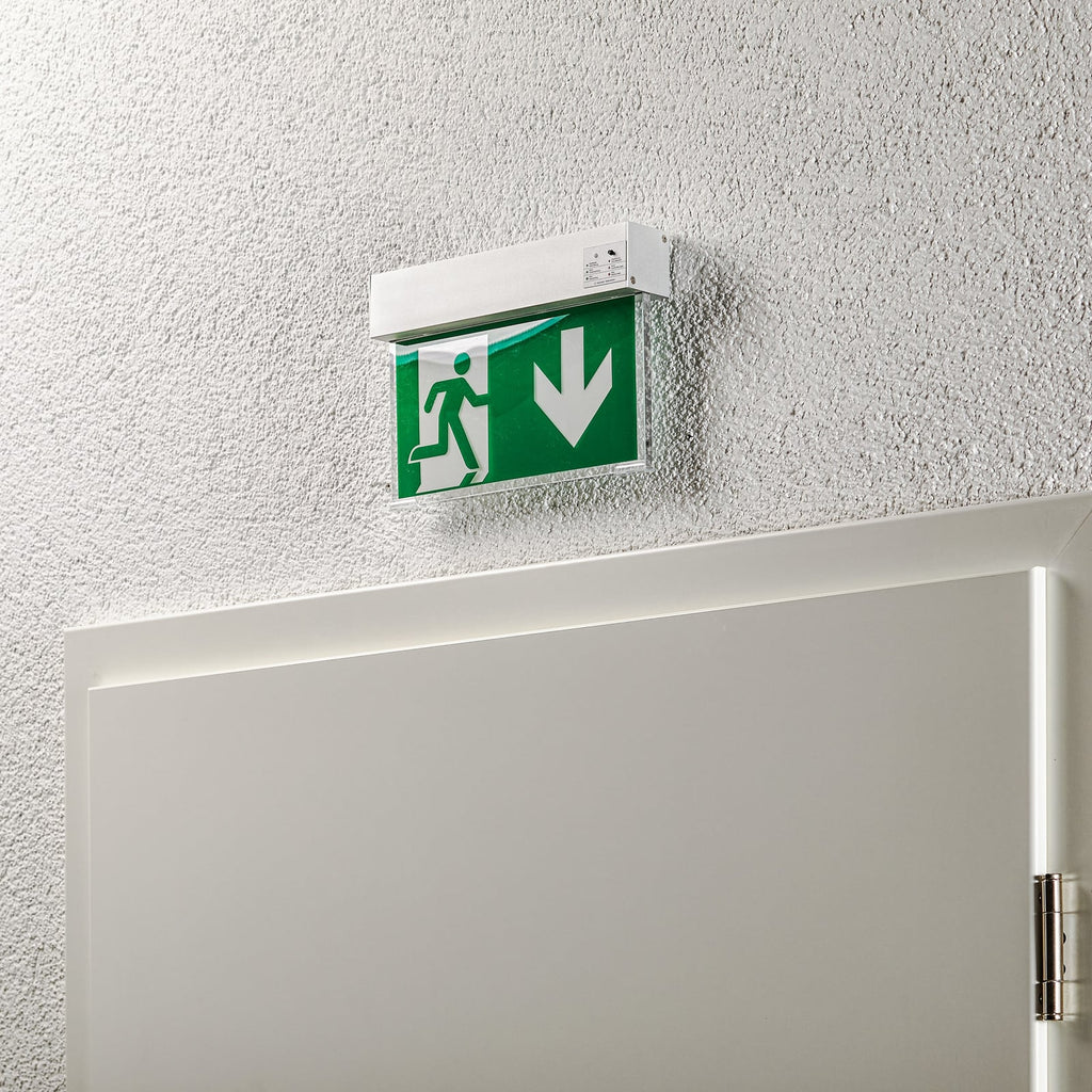 LED nødlys Nevian aluminium med batteri detalj