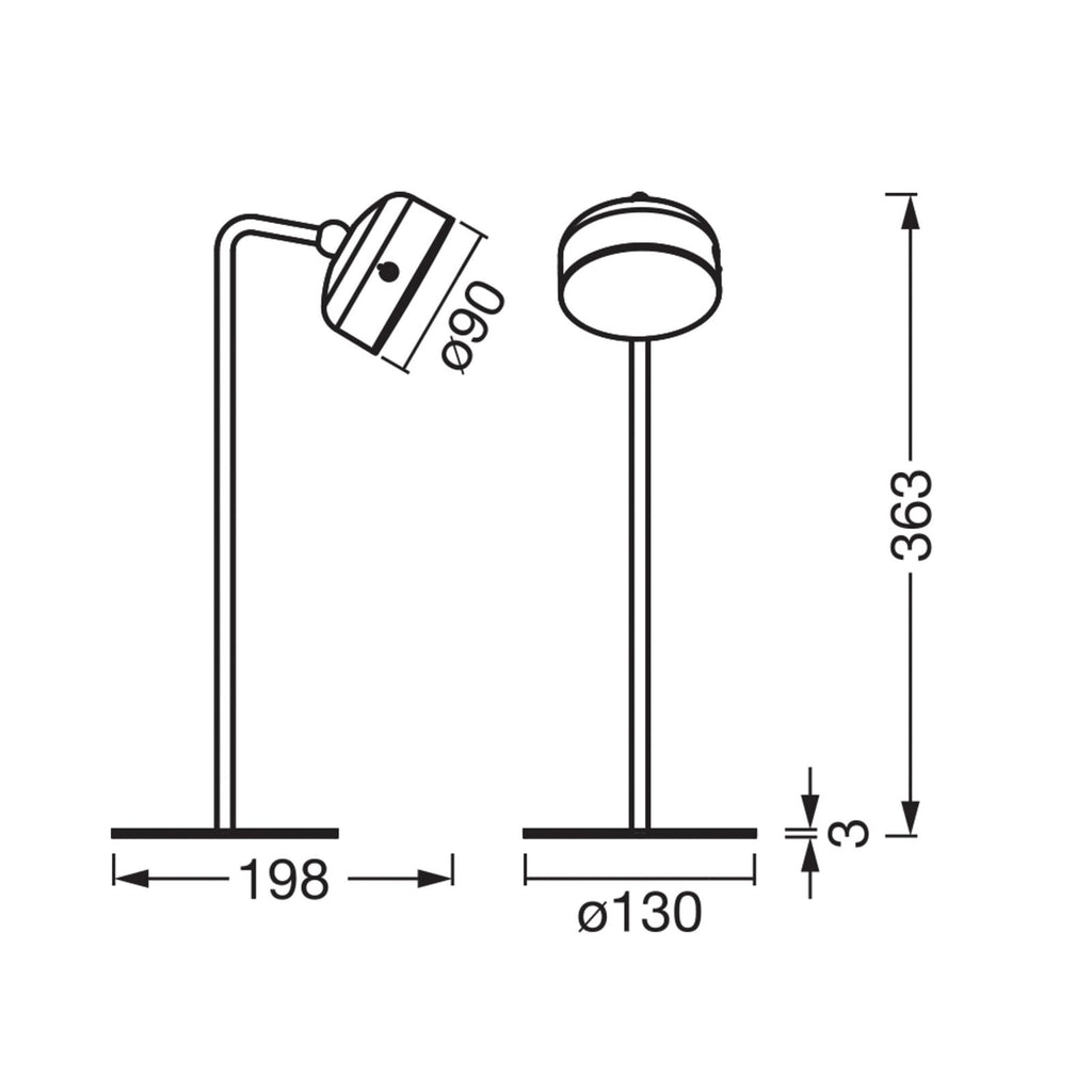 LED oppladbar 3-i-1 klemmelampe svart dimbar 1,8W varmhvit detalj av knapp
