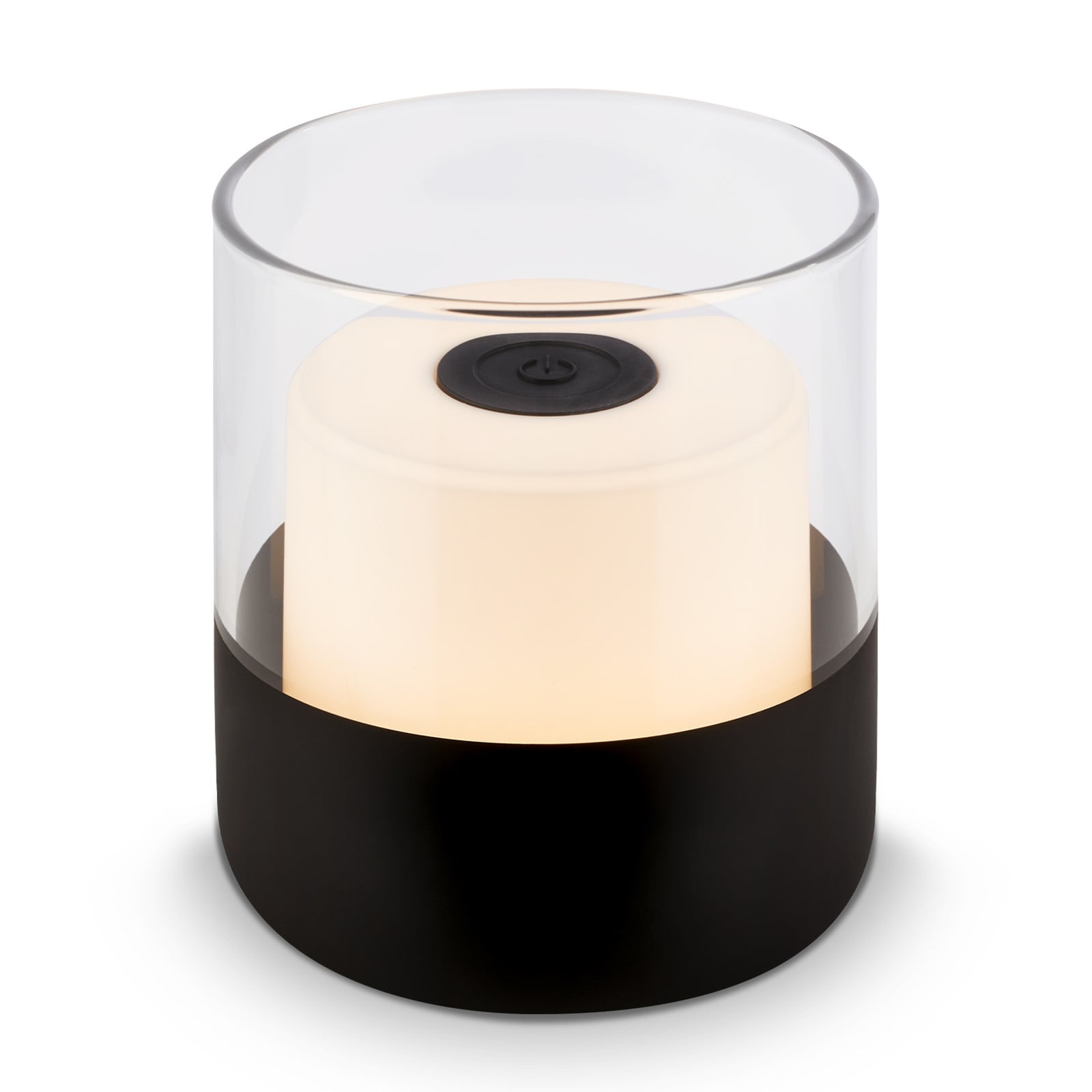 LED oppladbar bordlampe 7483 dimbar svart IP44 Ø9 cm forfra