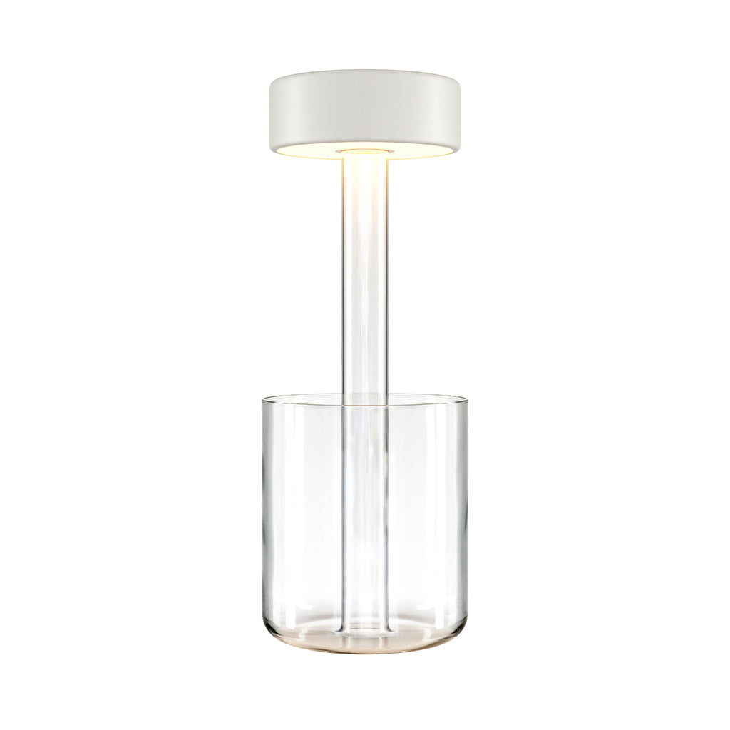LED oppladbar bordlampe AI Collaboration glass hvit detalj av glassbase