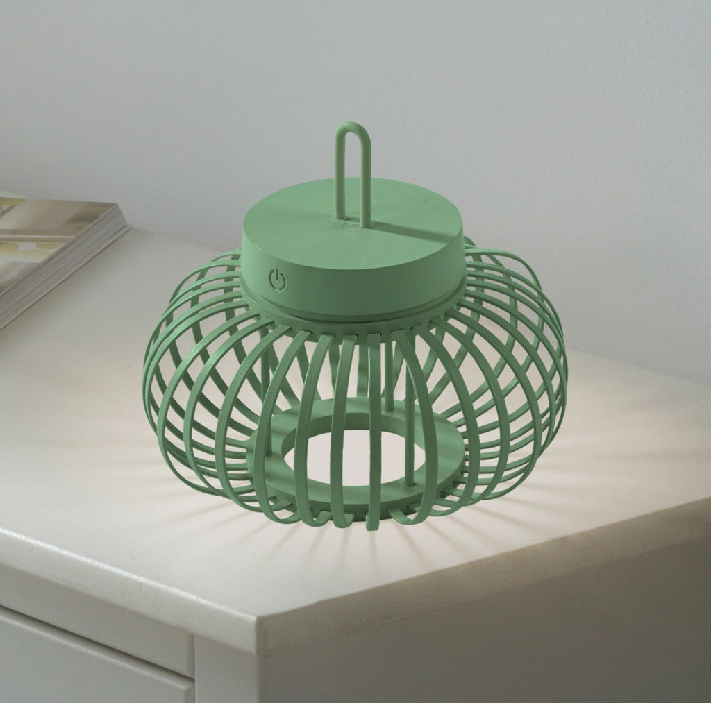 LED oppladbar bordlampe Akuba bambus grønn dimbar IP44 forfra