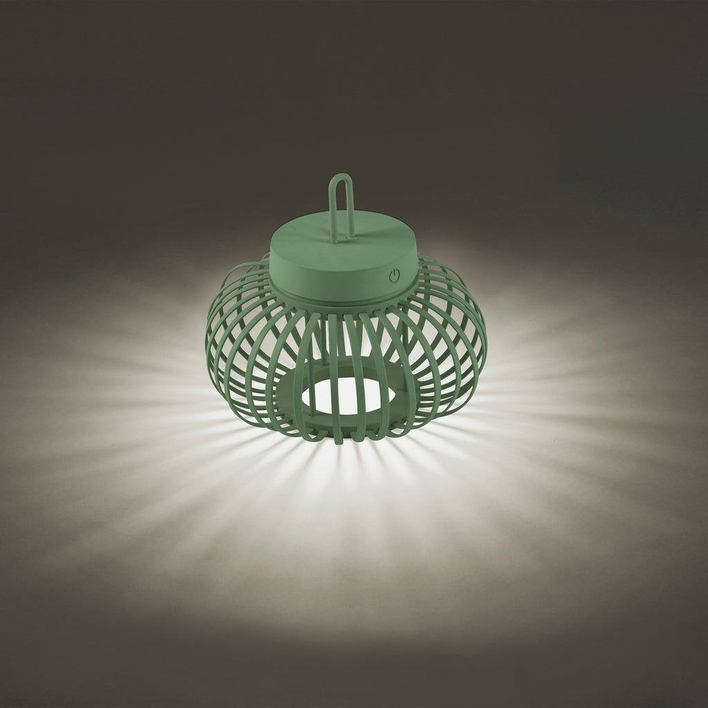 LED oppladbar bordlampe Akuba bambus grønn dimbar IP44 USB ladekabel