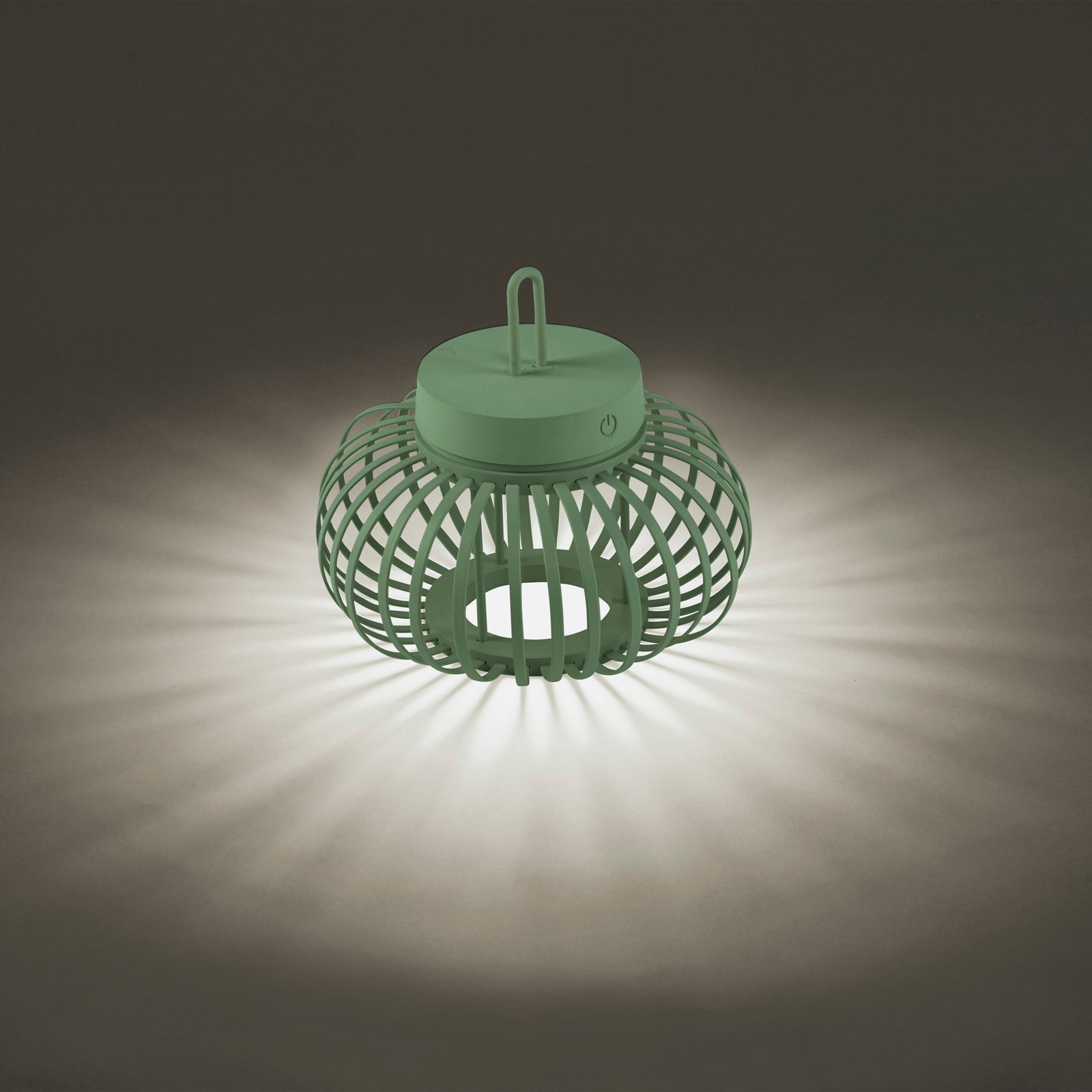 LED oppladbar bordlampe Akuba bambus grønn dimbar IP44 USB ladekabel