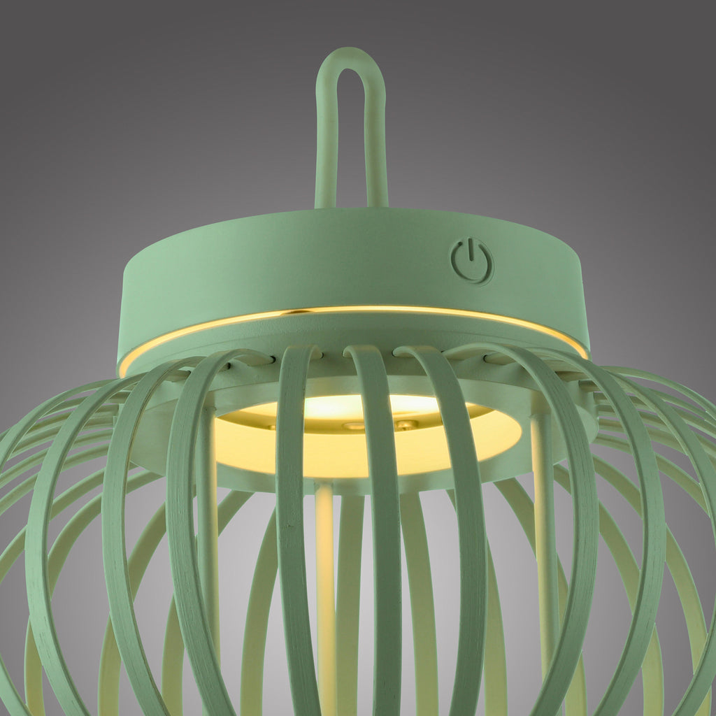 LED oppladbar bordlampe Akuba bambus grønn dimbar IP44 i hagebruk