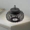 LED oppladbar bordlampe Akuba bambus svart Ø25 cm forfra