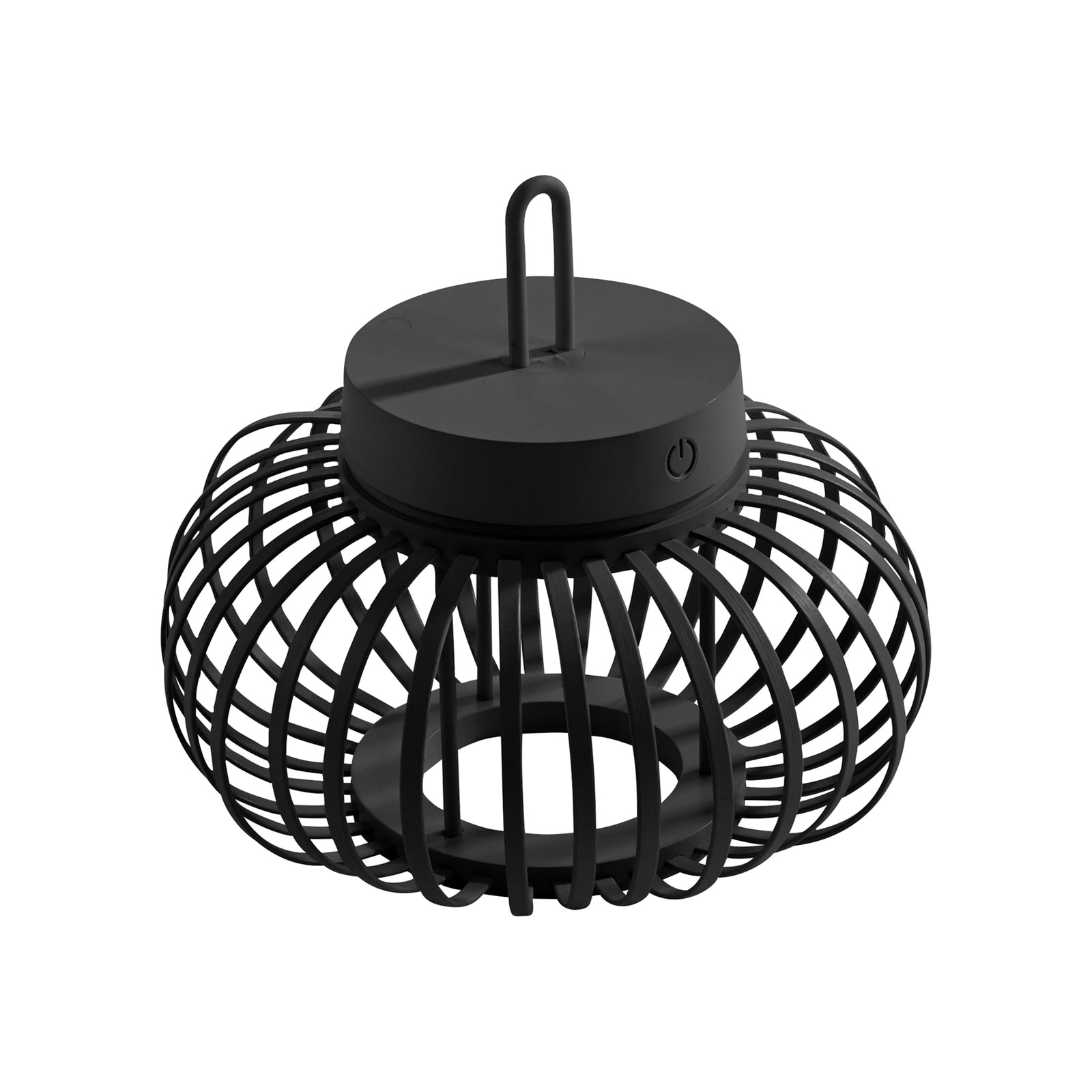 LED oppladbar bordlampe Akuba bambus svart Ø25 cm montert på bord