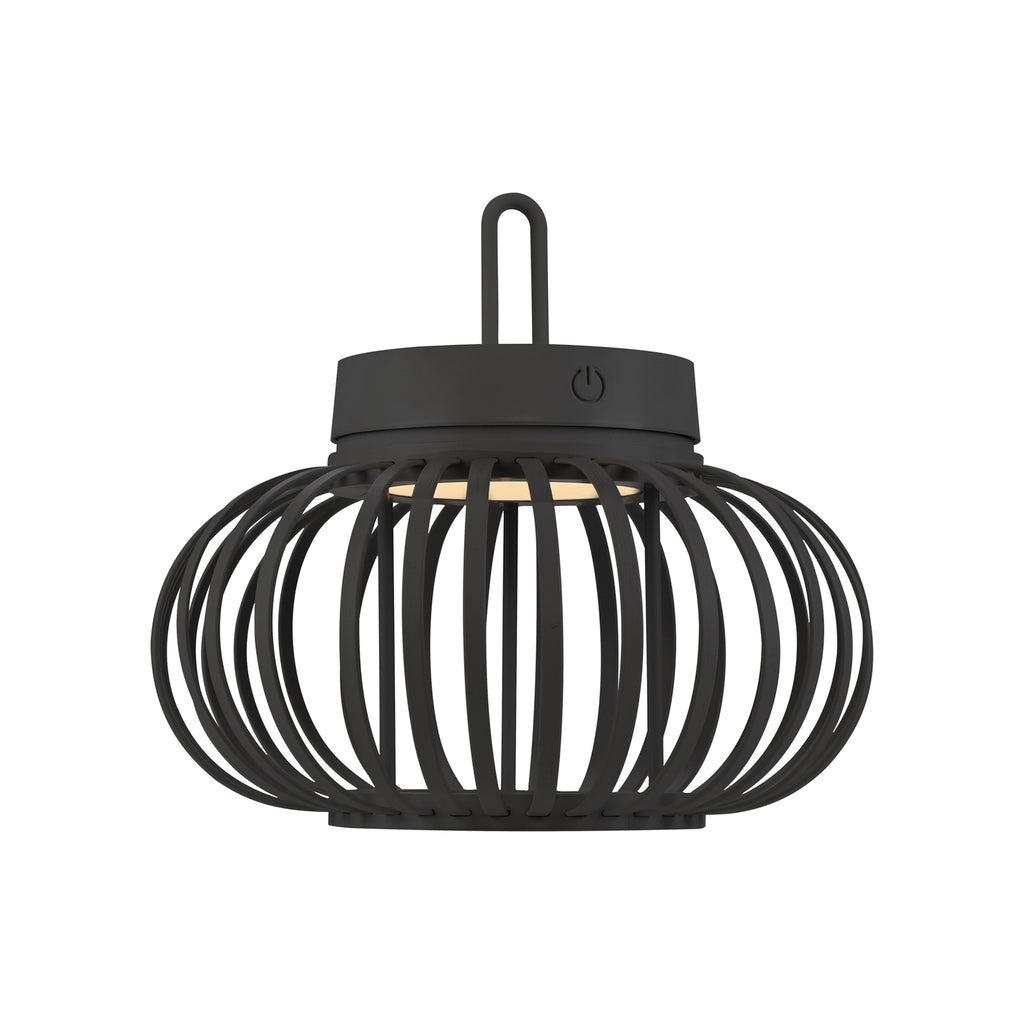LED oppladbar bordlampe Akuba bambus svart Ø25 cm nærbilde av touch-dimmer