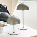 LED oppladbar bordlampe Along sølv 2-pk forfra