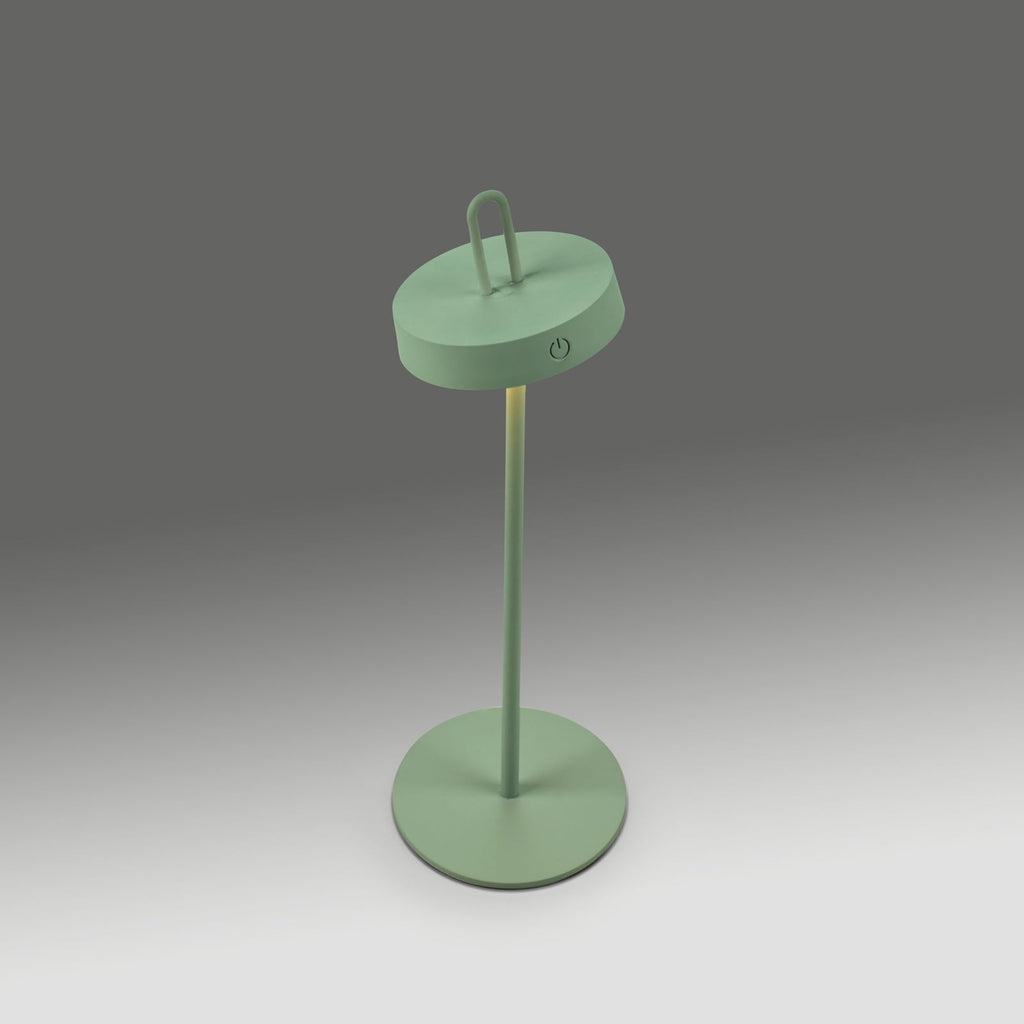 Nærbilde av justerbart lampehode på LED oppladbar bordlampe Amag grønn jern 47 cm dimbar IP44