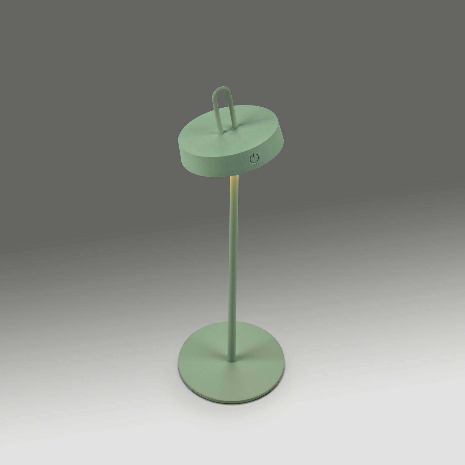 Nærbilde av justerbart lampehode på LED oppladbar bordlampe Amag grønn jern 47 cm dimbar IP44