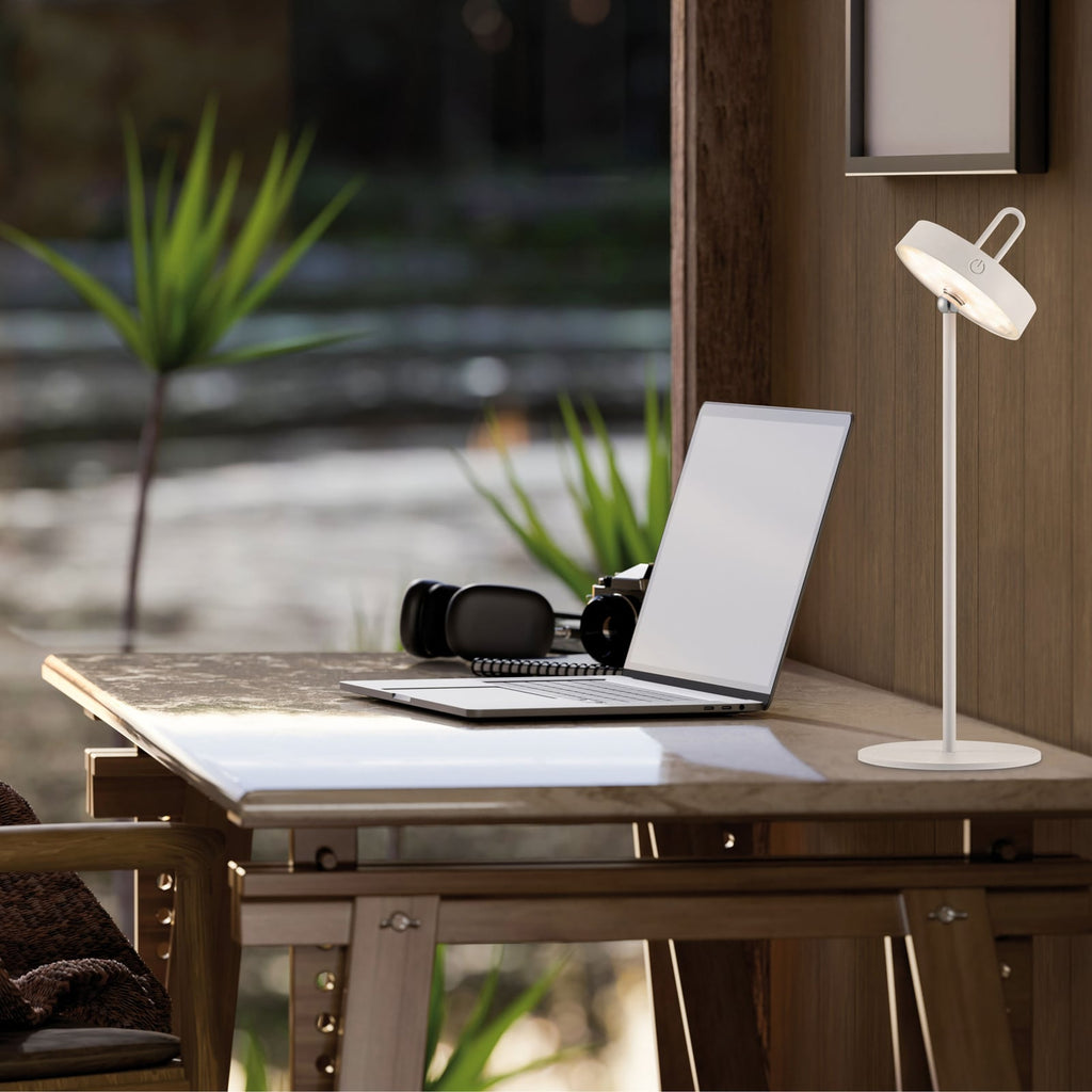 LED oppladbar bordlampe Amag hvit jern bakside