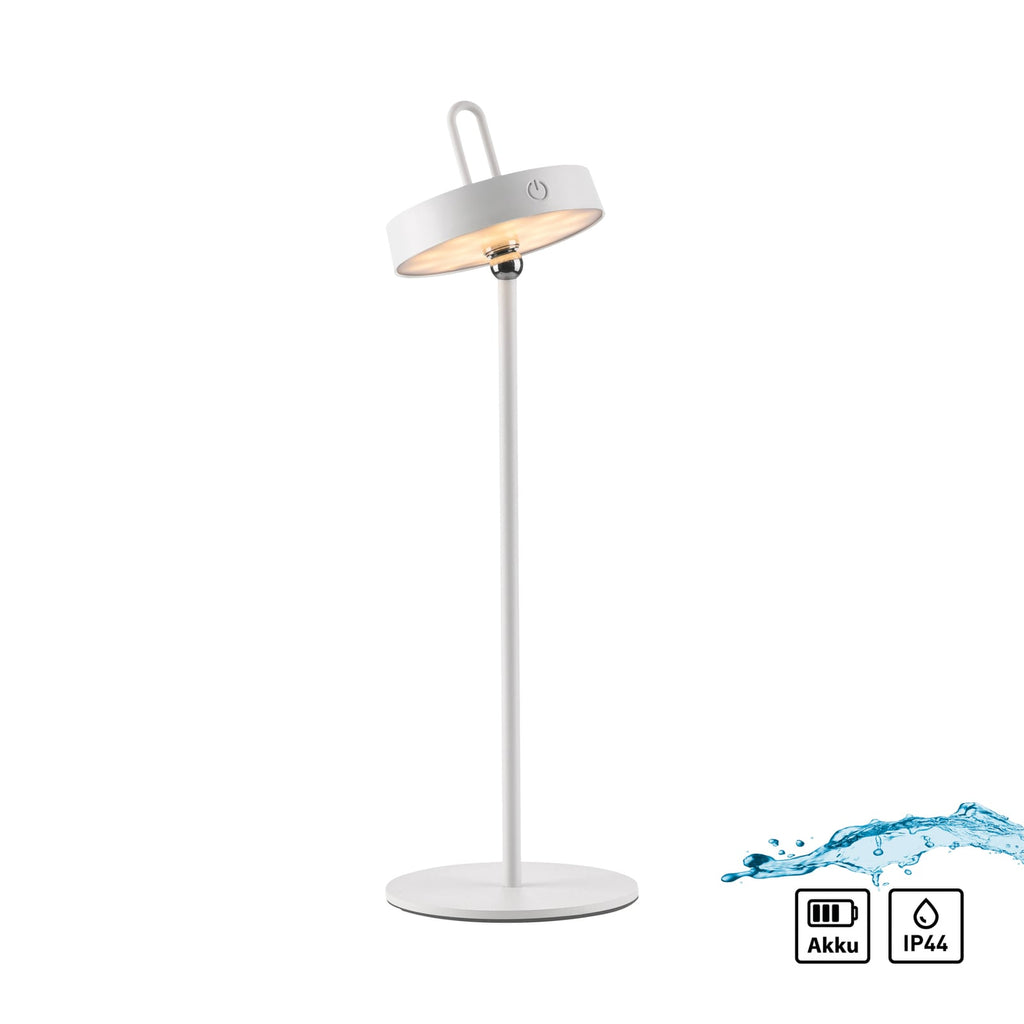 LED oppladbar bordlampe Amag hvit jern brukt utendørs