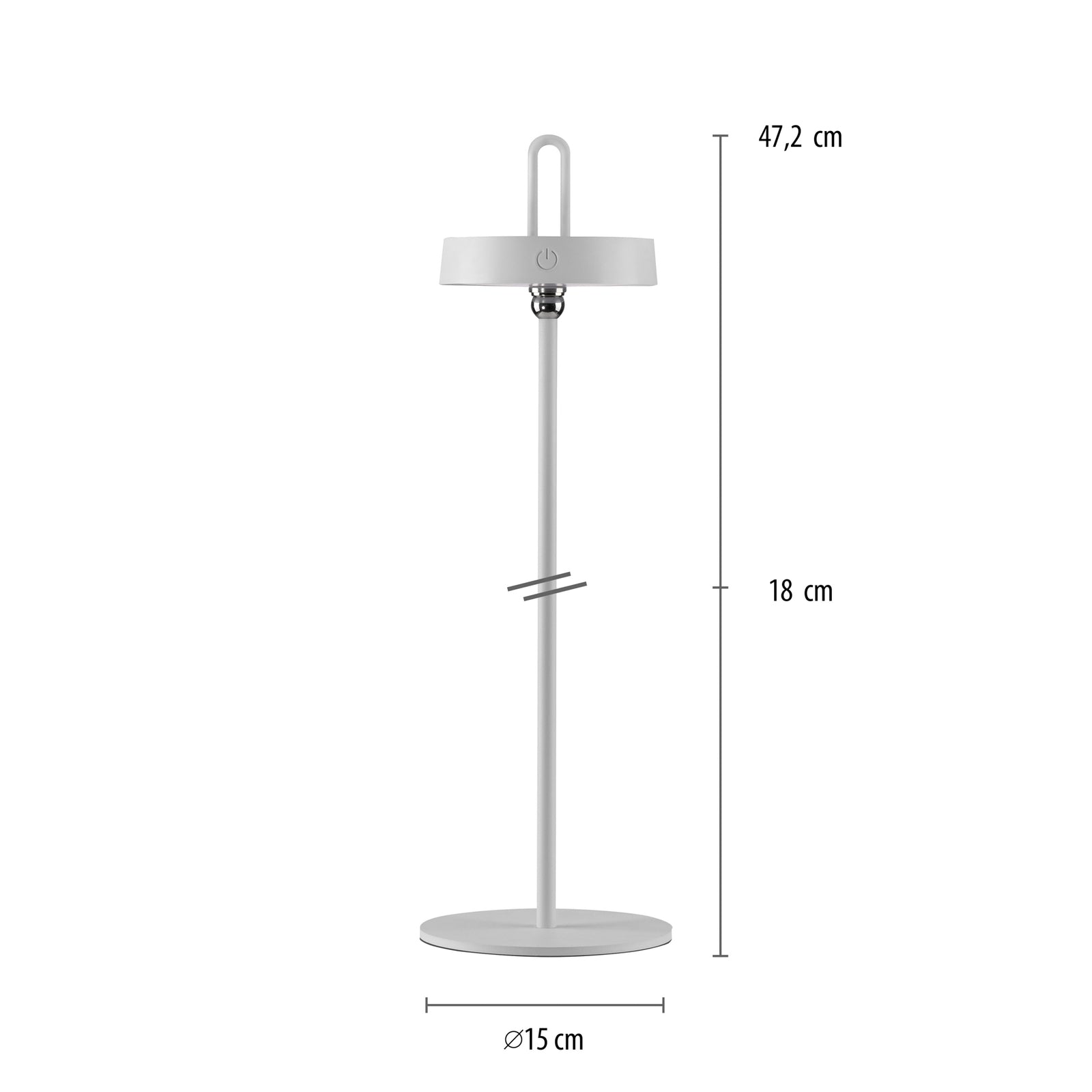 LED oppladbar bordlampe Amag hvit jern montert på bord