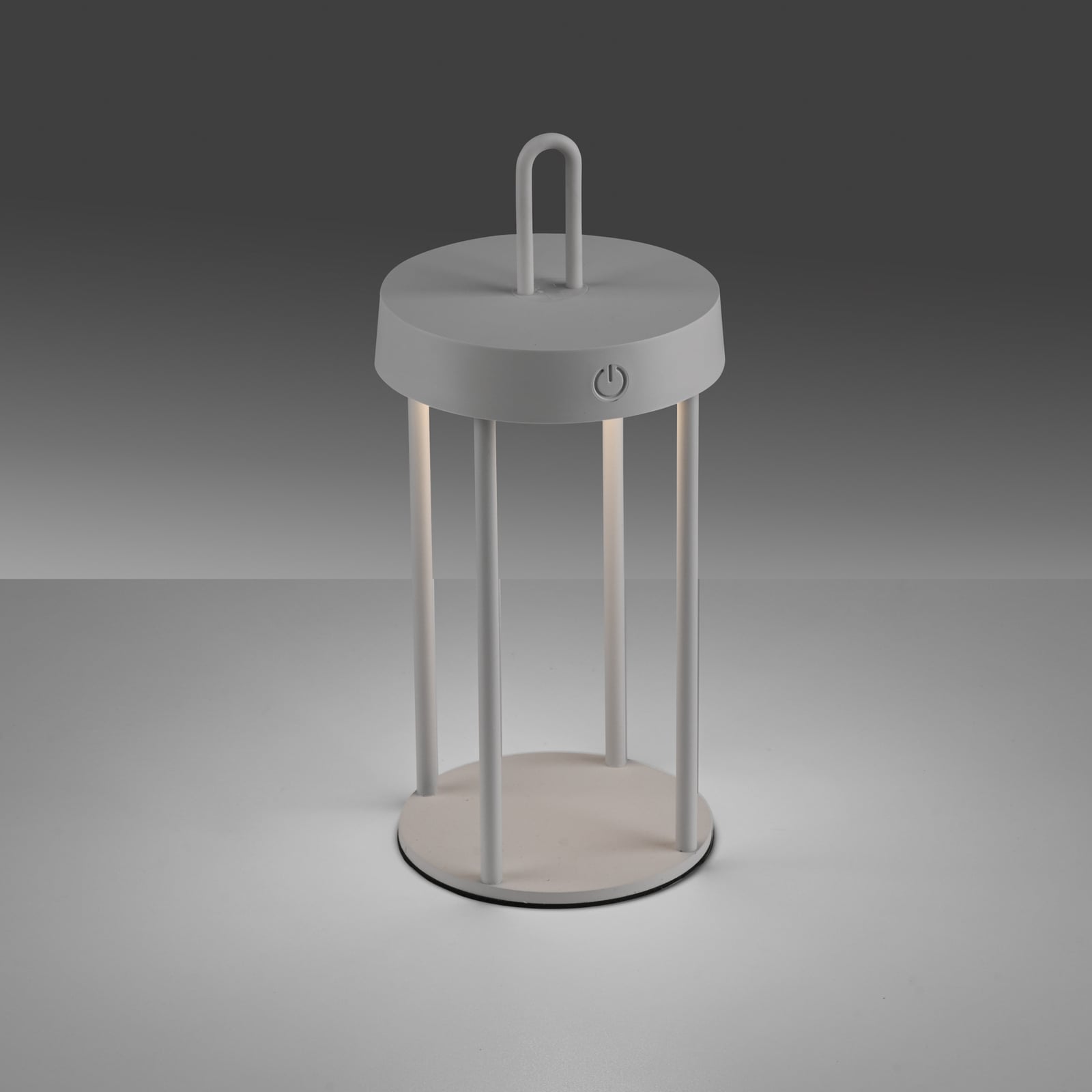 LED oppladbar bordlampe Anselm jern gråbeige H28 cm IP44 - JUST LIGHT.