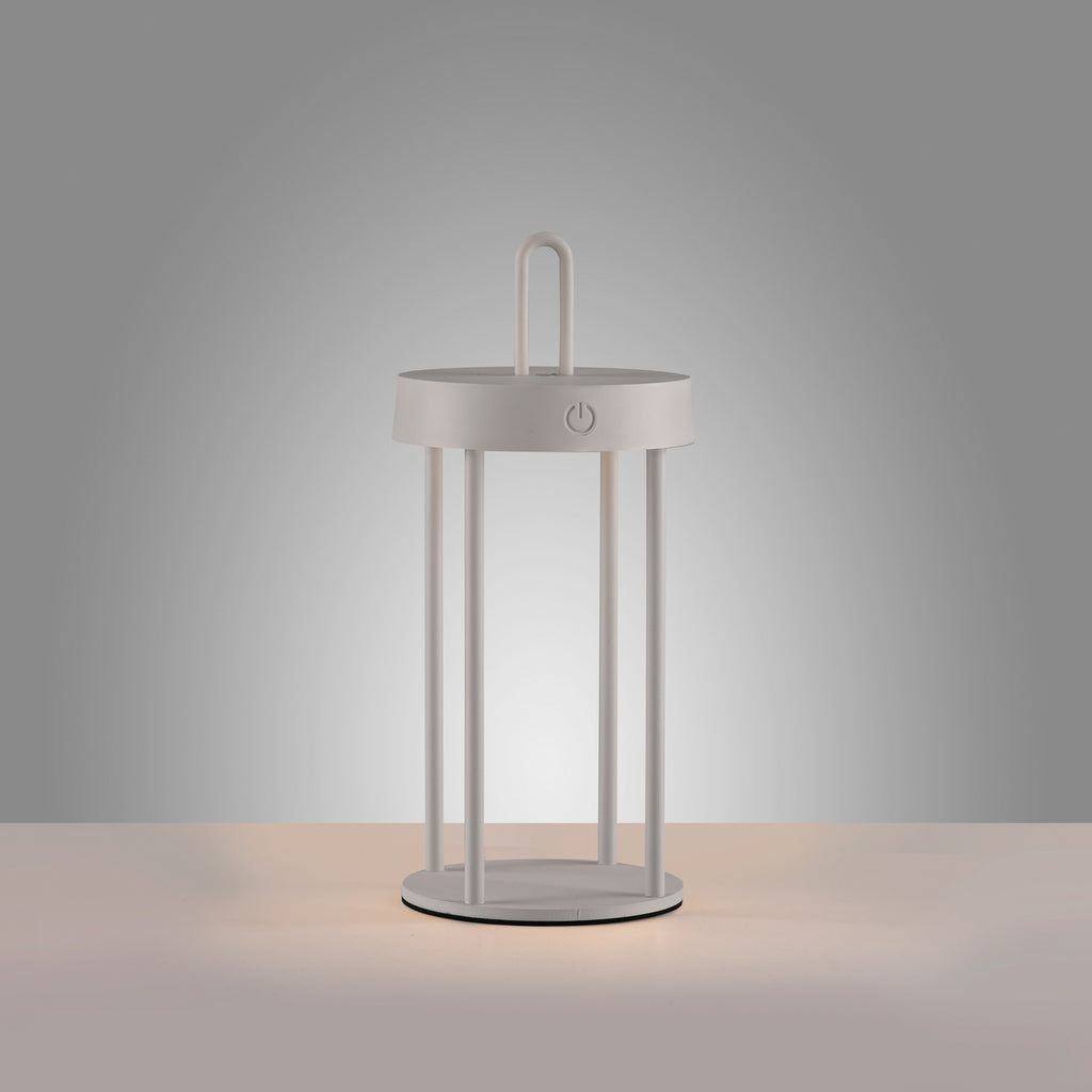 LED oppladbar bordlampe Anselm jern gråbeige H28 cm IP44 - JUST LIGHT.