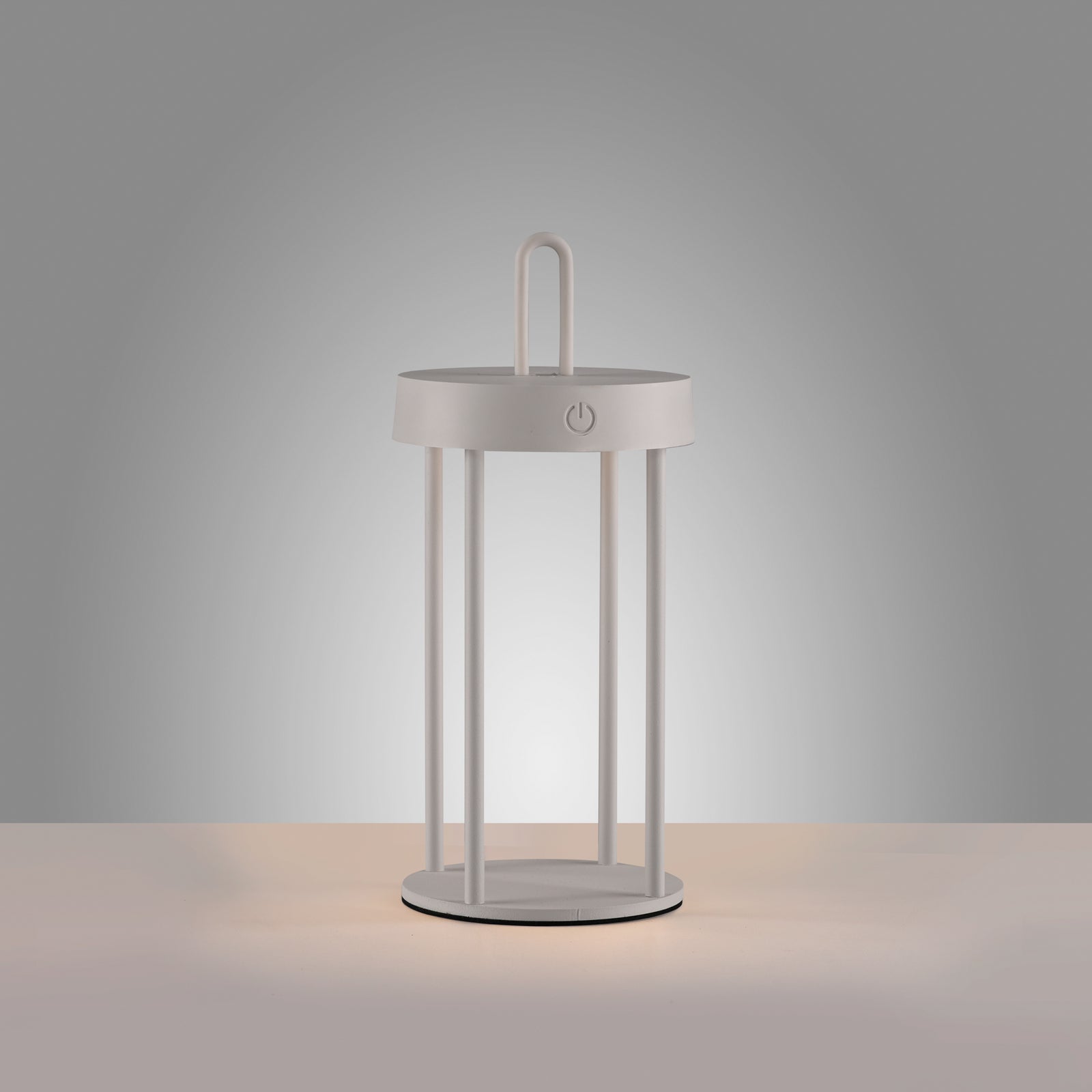 LED oppladbar bordlampe Anselm jern gråbeige H28 cm IP44 - JUST LIGHT.