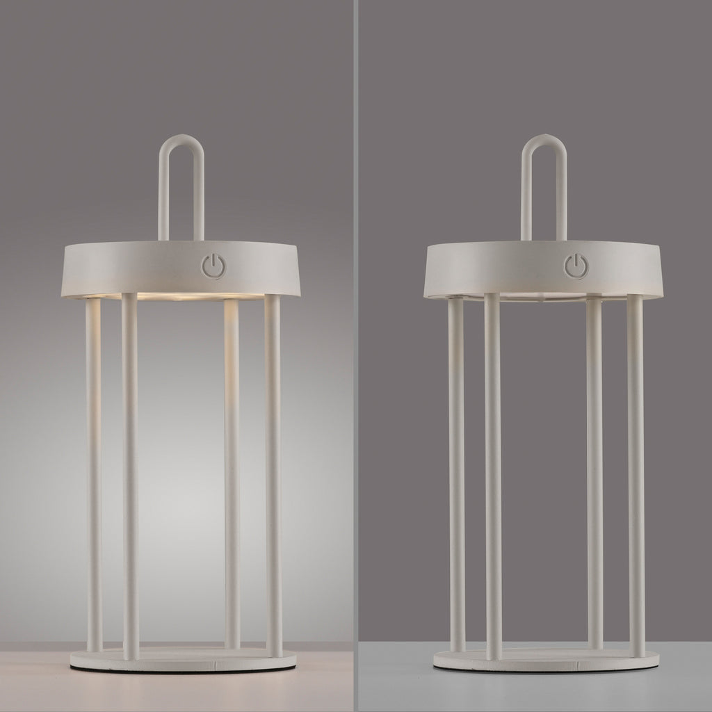 LED oppladbar bordlampe Anselm jern gråbeige H28 cm IP44 - JUST LIGHT.