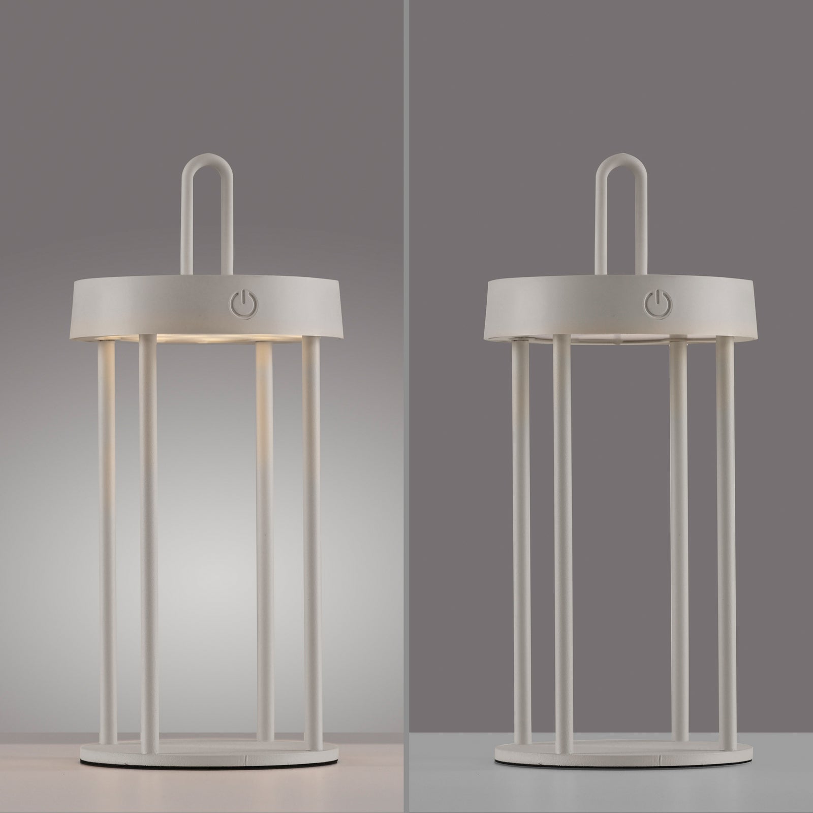 LED oppladbar bordlampe Anselm jern gråbeige H28 cm IP44 - JUST LIGHT.