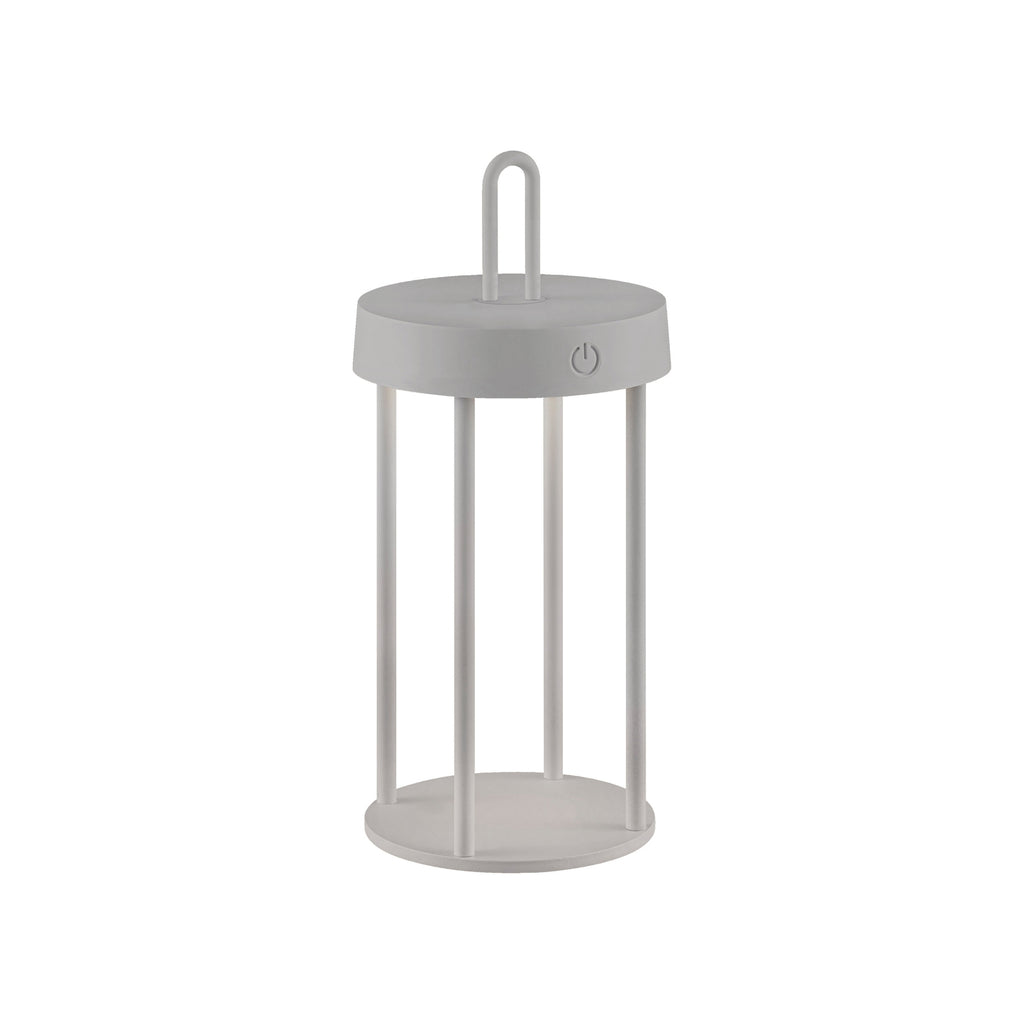 LED oppladbar bordlampe Anselm jern gråbeige H28 cm IP44 - JUST LIGHT.