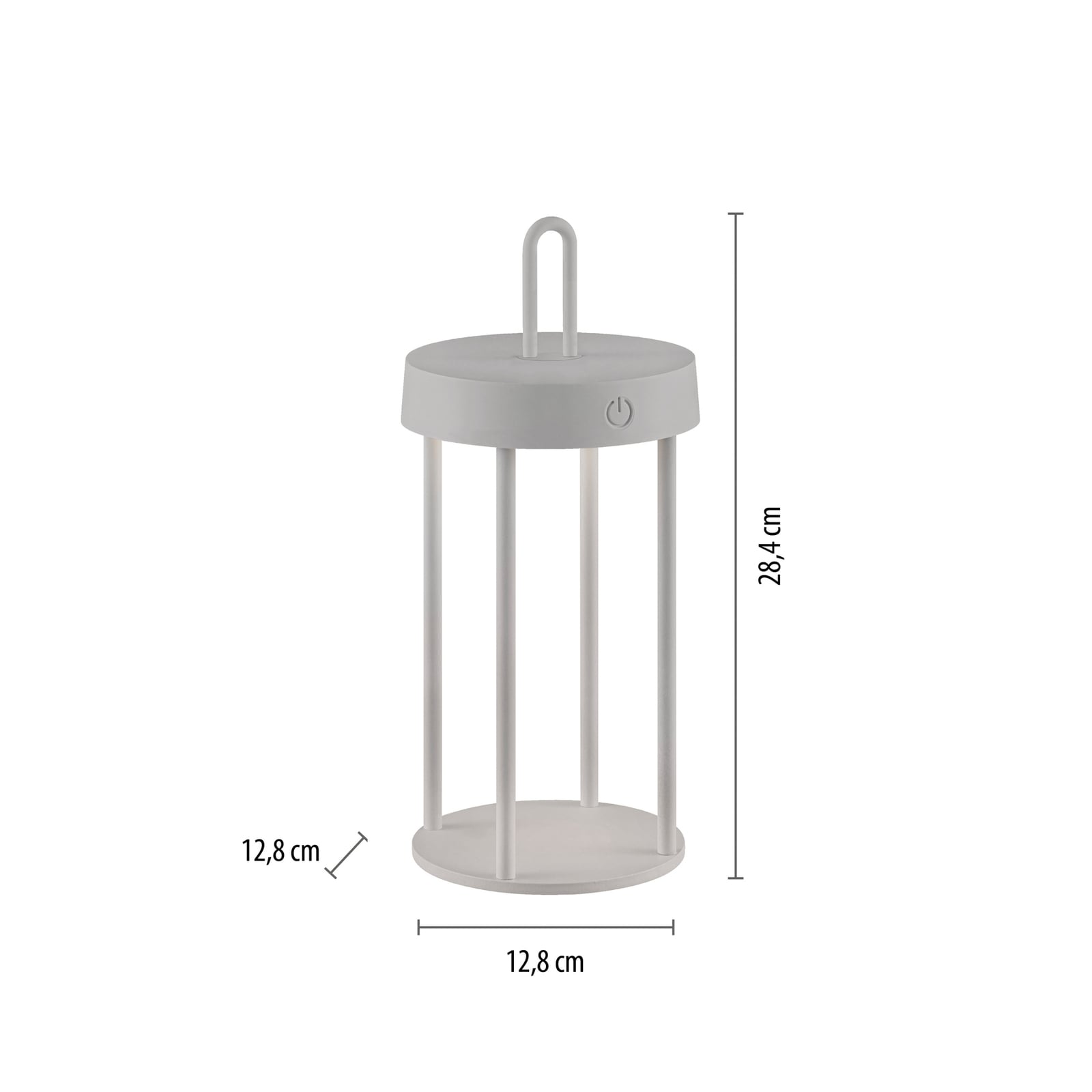 LED oppladbar bordlampe Anselm jern gråbeige H28 cm IP44 - JUST LIGHT.