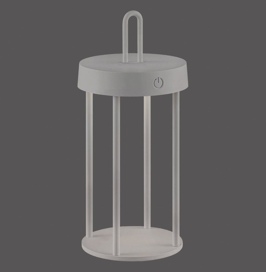 LED oppladbar bordlampe Anselm jern gråbeige H28 cm IP44 - JUST LIGHT.
