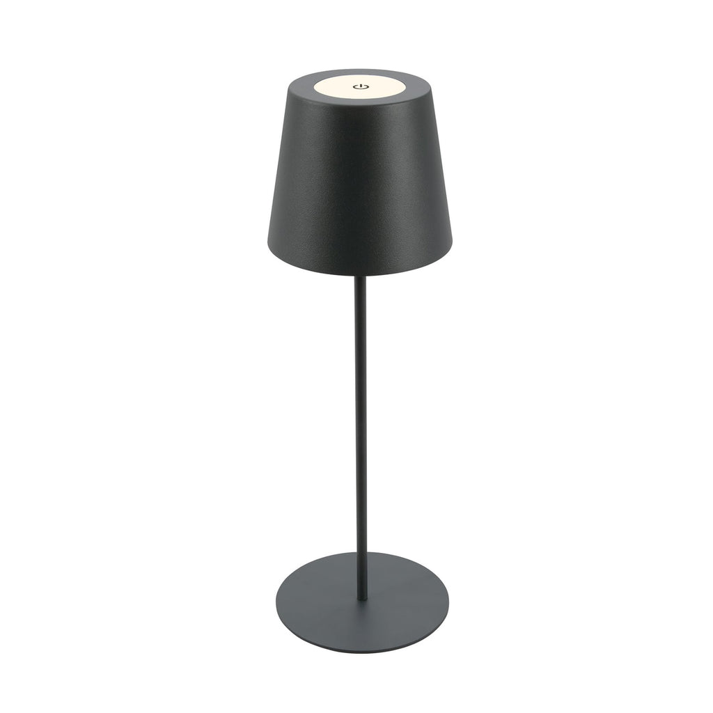 LED oppladbar bordlampe antrasitt dimbar IP44 2700K forfra