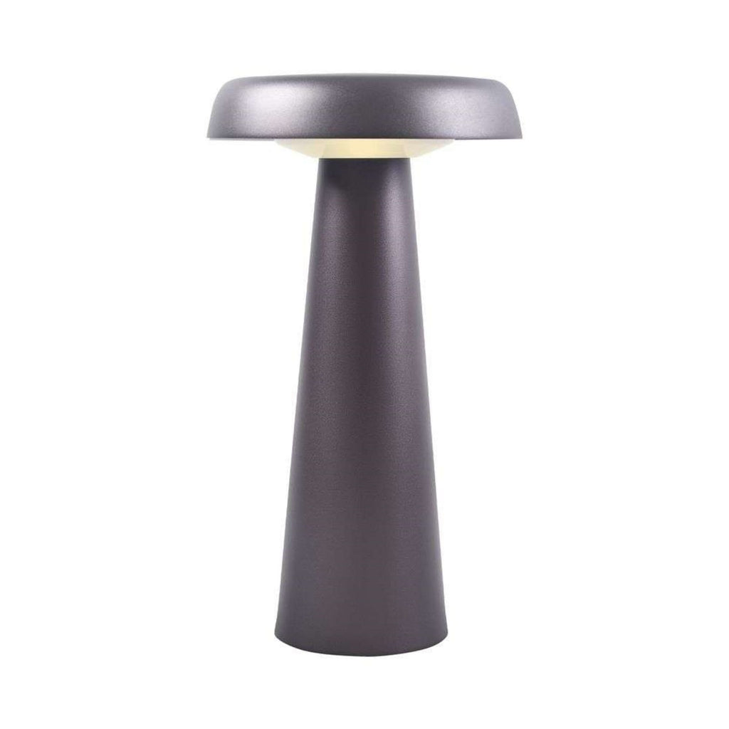 LED oppladbar bordlampe Arcello dimbar antrasitt IP54 forfra