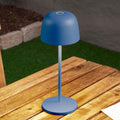 LED oppladbar bordlampe Arietty blå dimbar IP65 forfra