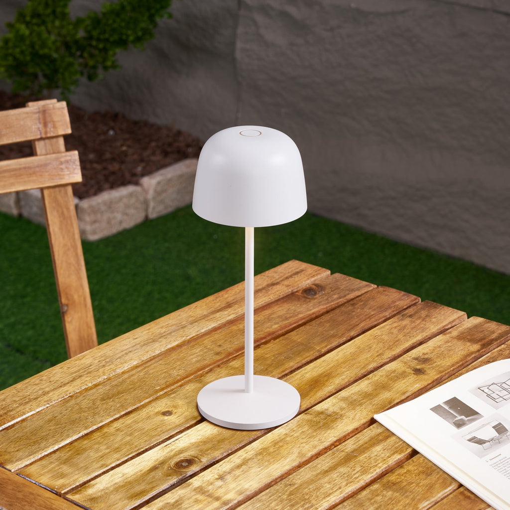 LED oppladbar bordlampe Arietty dimbar hvit IP65 forfra