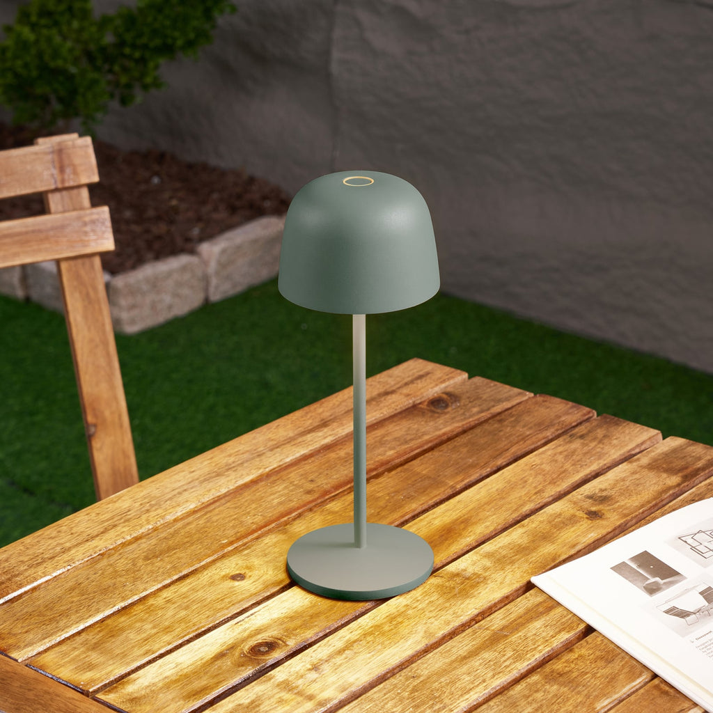 LED oppladbar bordlampe Arietty grønn dimbar IP65 bakside