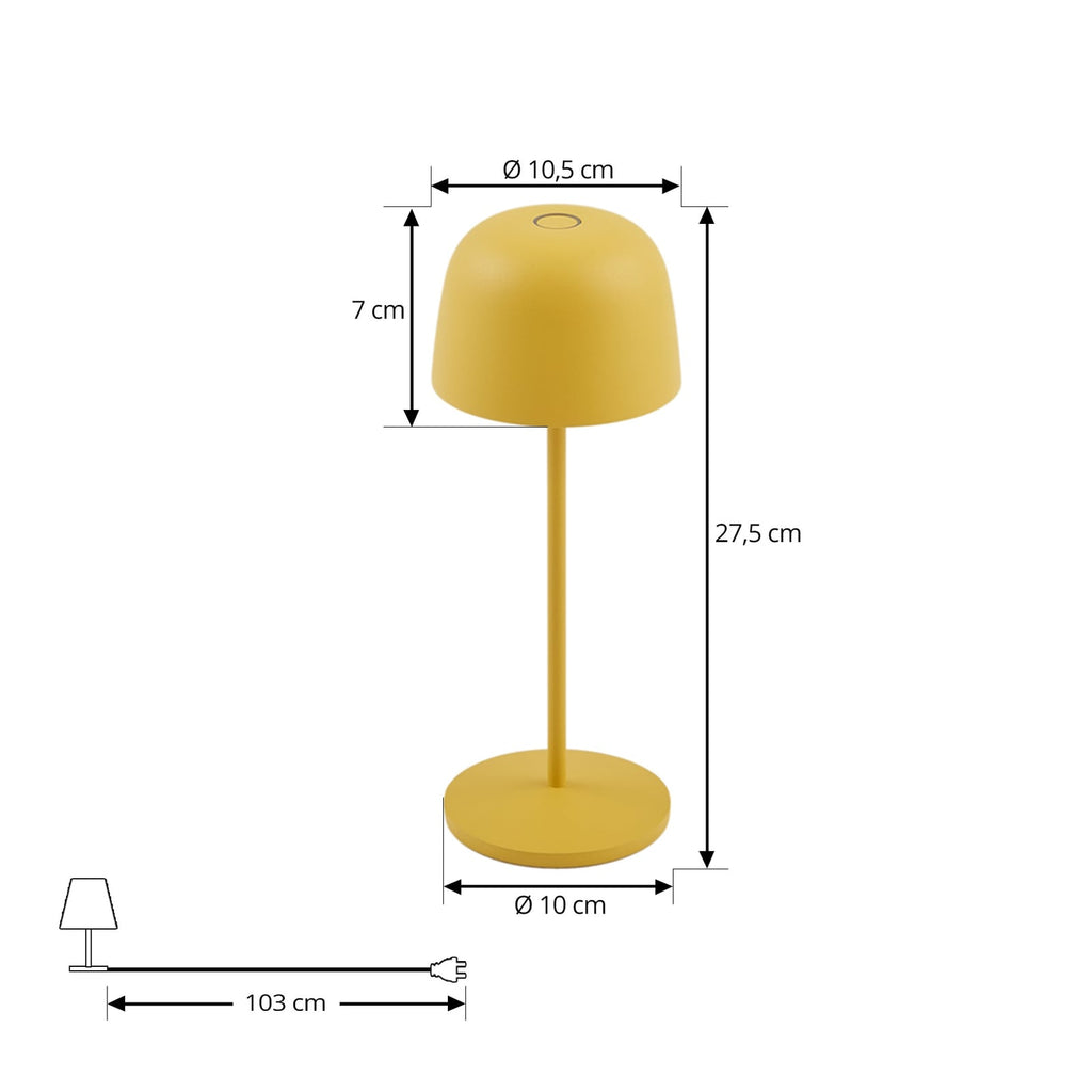 LED oppladbar bordlampe Arietty gul dimbar IP65 - Lindby montert ute