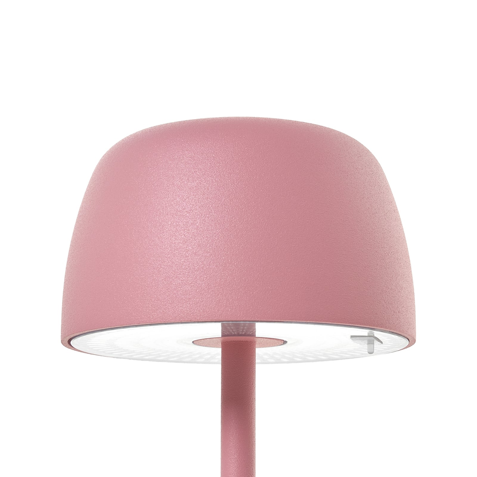 Nærbilde av USB-C ladekabel til LED oppladbar bordlampe Arietty rosa dimbar IP54