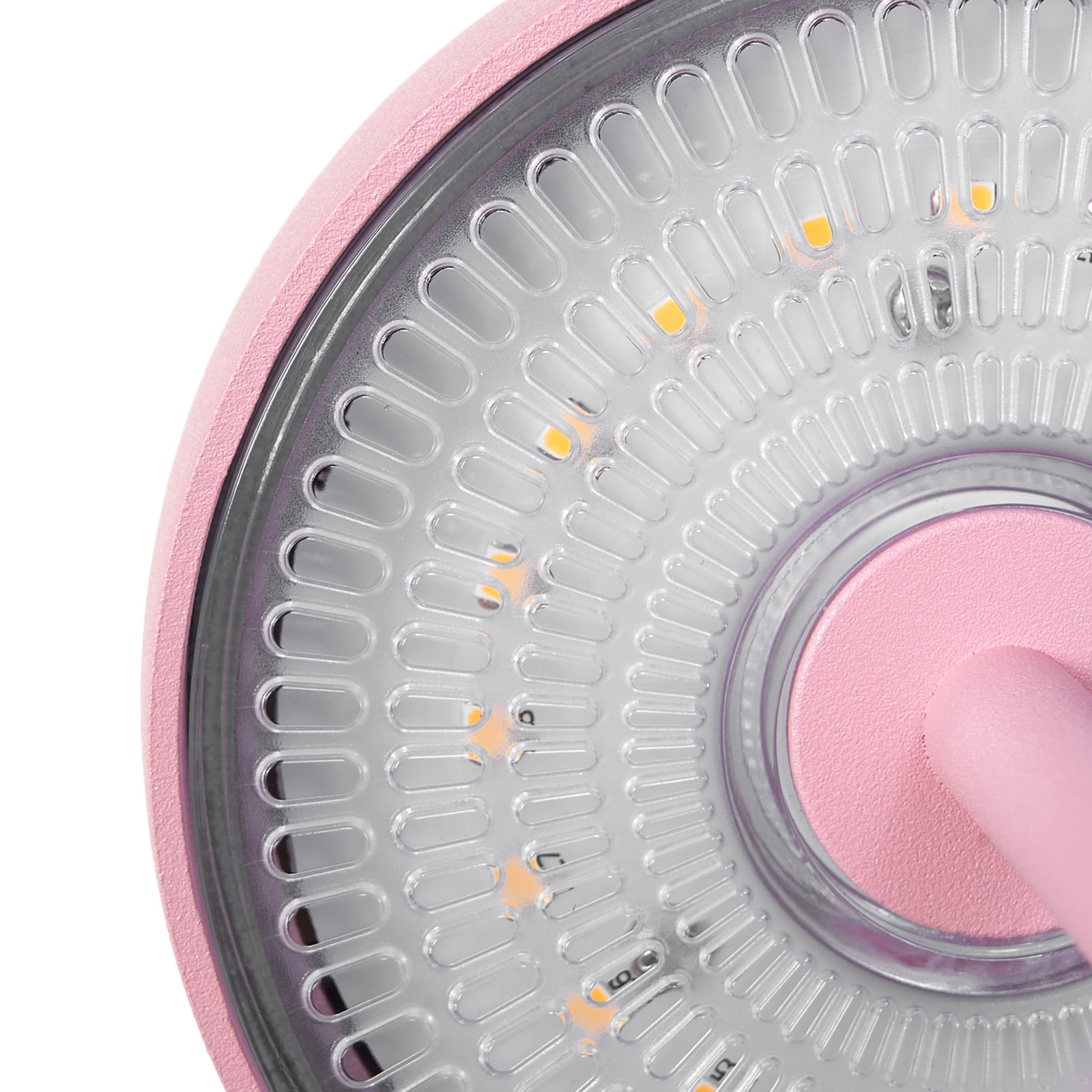LED oppladbar bordlampe Arietty rosa dimbar IP54 med bryter